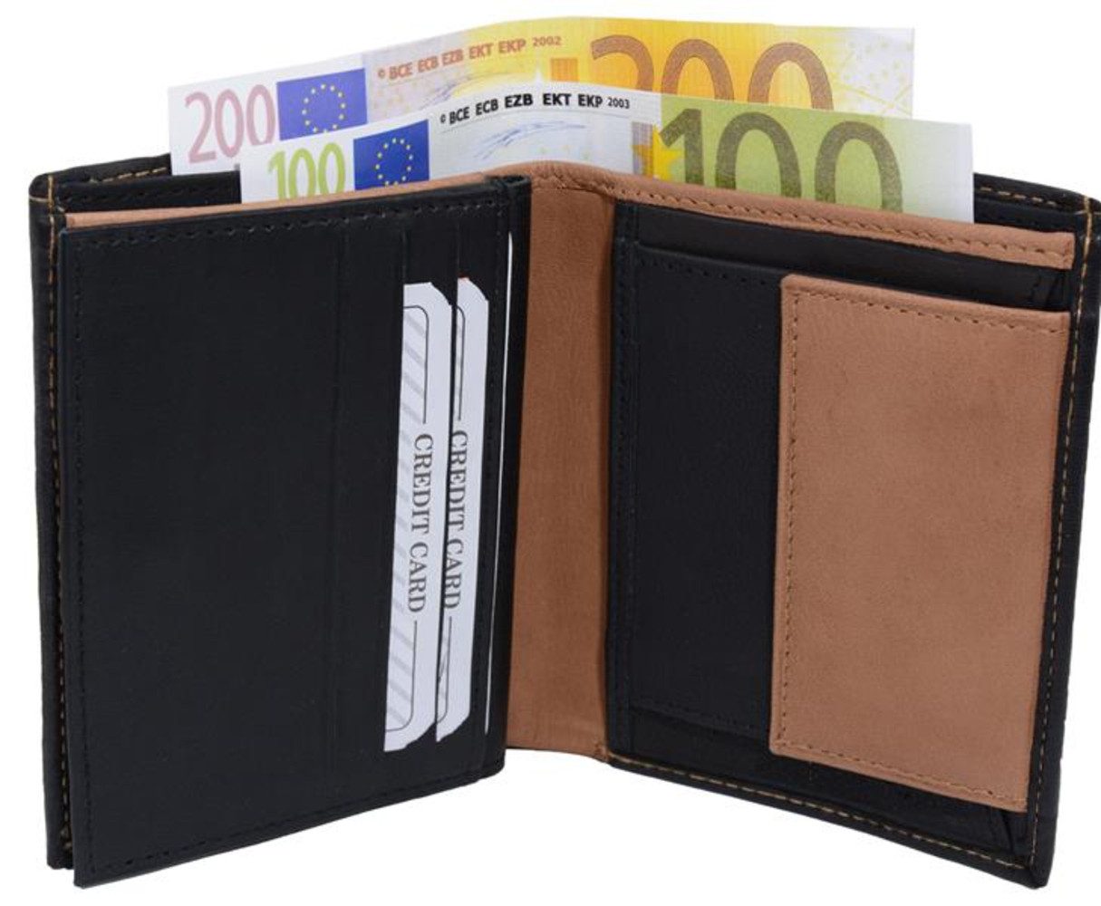 Geldbörse Geldbörse Nappa-Leder Kombibörse schwarz/tan (1-tlg)