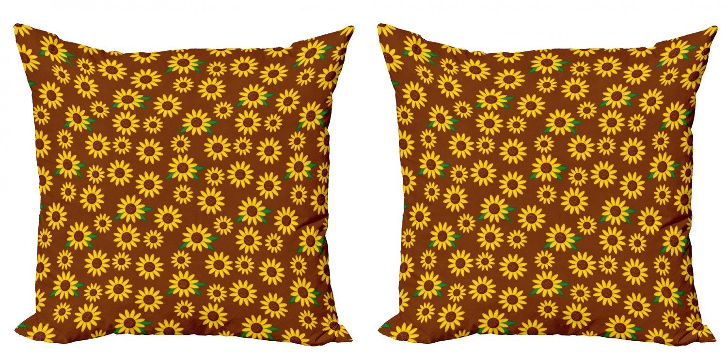 Stück), Cartoon-Blüten Sonnenblume Digitaldruck, (2 Accent Kissenbezüge Doppelseitiger Modern Abakuhaus