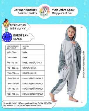 Corimori Jumpsuit Flauschiges Manta Rochen-Kostüm für Kinder,  Karneval Fasching Kostüm (1-tlg) Unterwasser-Welt