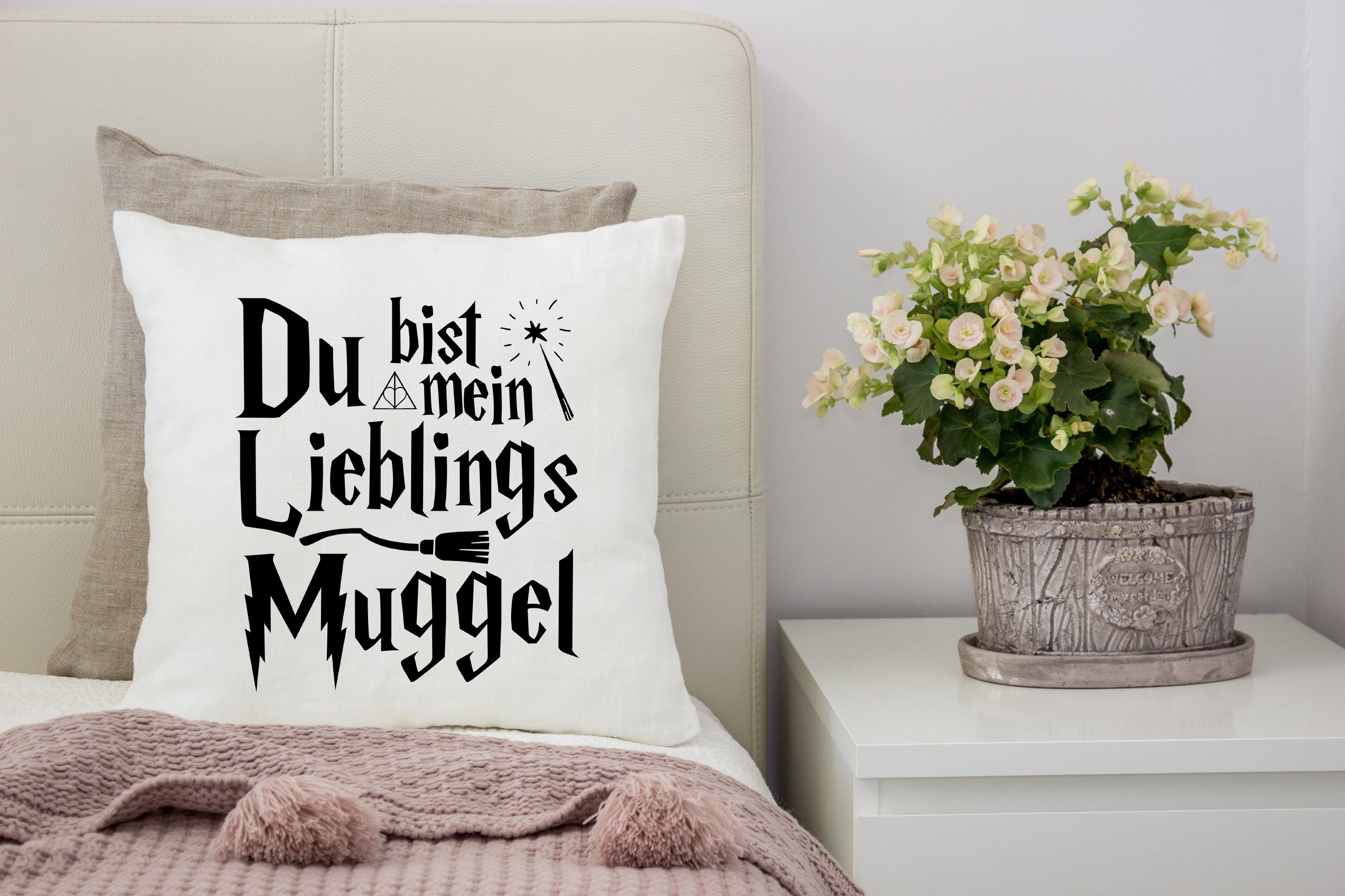 Weiß mit modischen Kissen Designz Dekokissen Druck Dekokissen, Bist Youth Mein 40x40cm mit Du Lieblings-Muggel Füllung