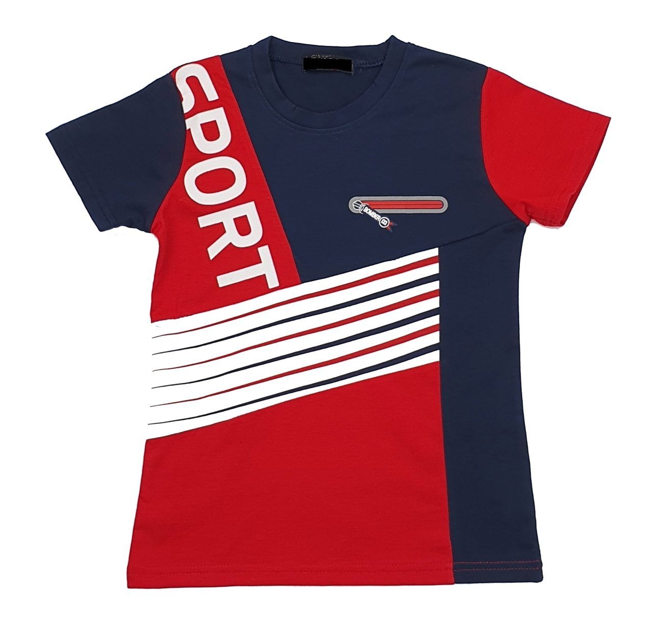 Fashion Boy T-Shirt Jungen T-Shirt Sommer Shirt, JS1655 Rot/Blau | T-Shirts