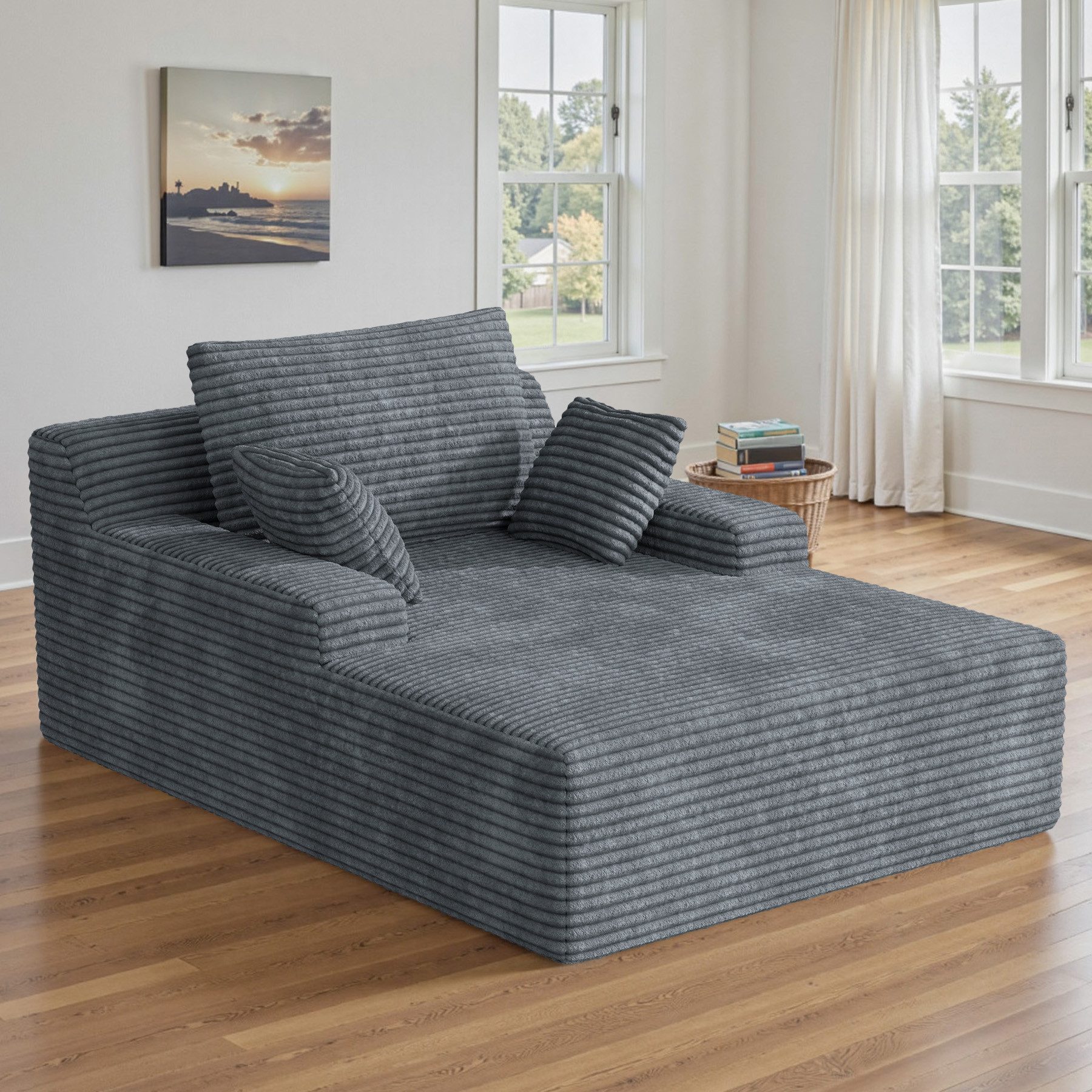 HawthyHome Schlafsofa Cordstoff Relaxsofa mit 2 Kissen, 1 Teile, 172x129x40 cm Bequeme Liegesofa für Wohn- und Schlafzimmer