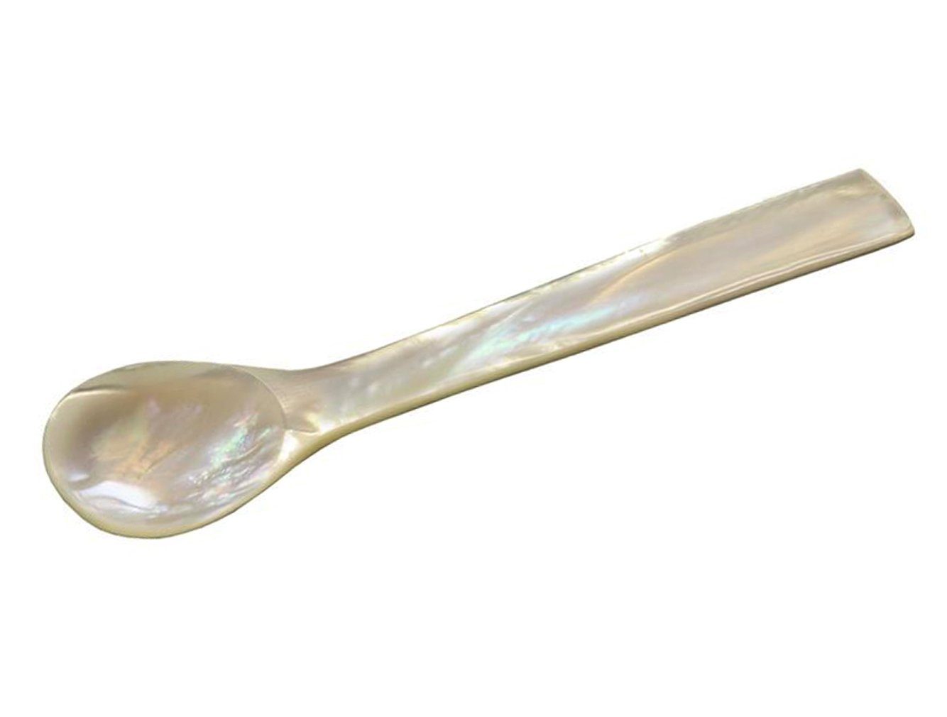 EDZARD Servierlöffel Perlmuttlöffel, Meer-Perlmutt, Naturprodukt, Handarbeit, geschmacksneutral, L 11 cm