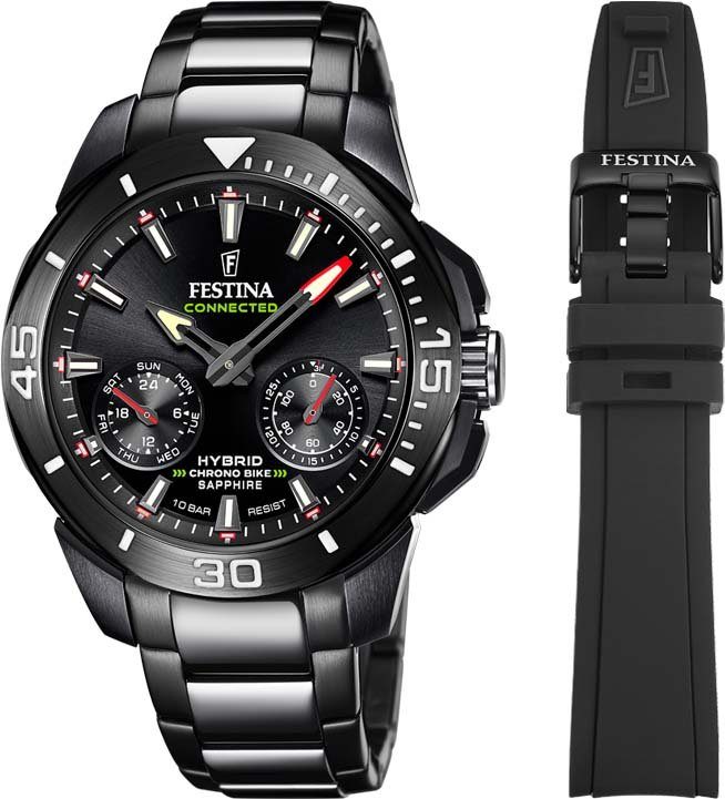 Festina Chronograph mit und Bike Connected, 3-tlg., Wechselband als Chrono Werkzeug), Geschenk auch (Set, Uhr F20648/1, ideal