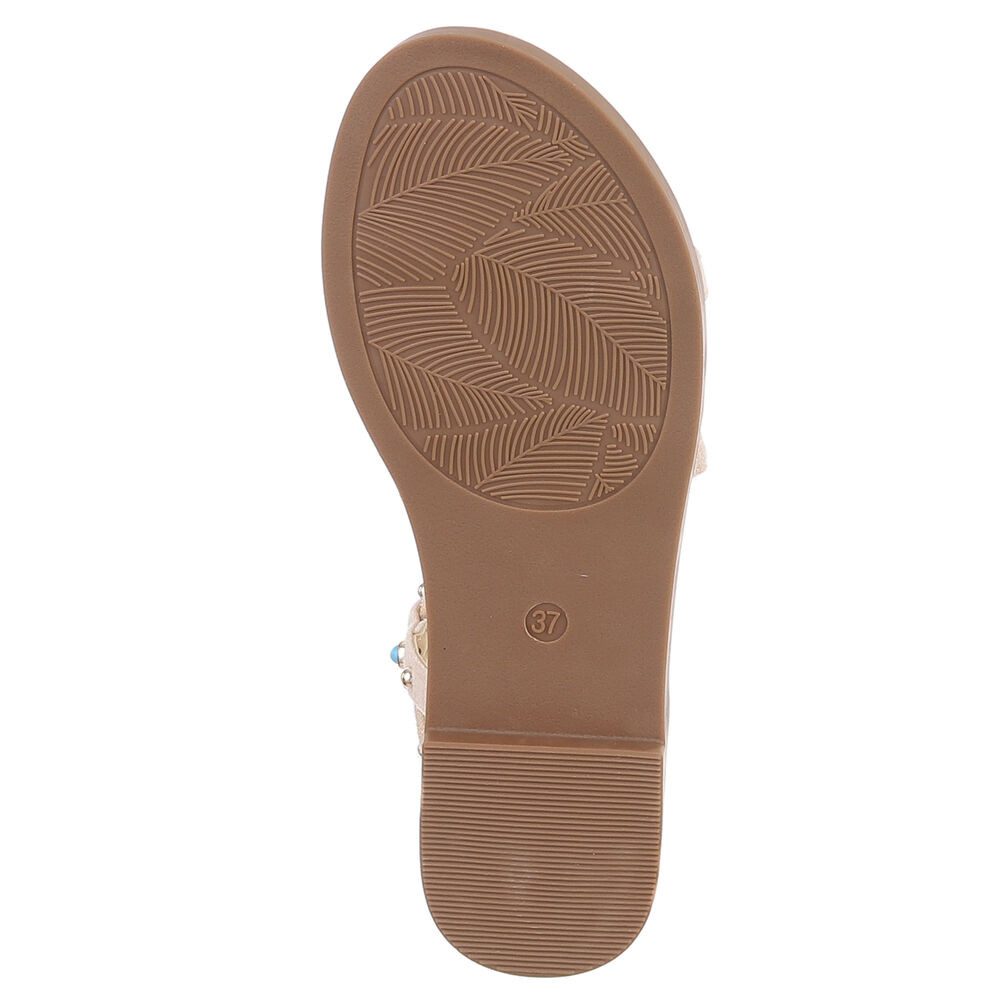 Ital-Design Damen Sandale mit Nieten und Schnalle Riemchensandalette (91895795) Blockabsatz Riemchensandalen in Beige
