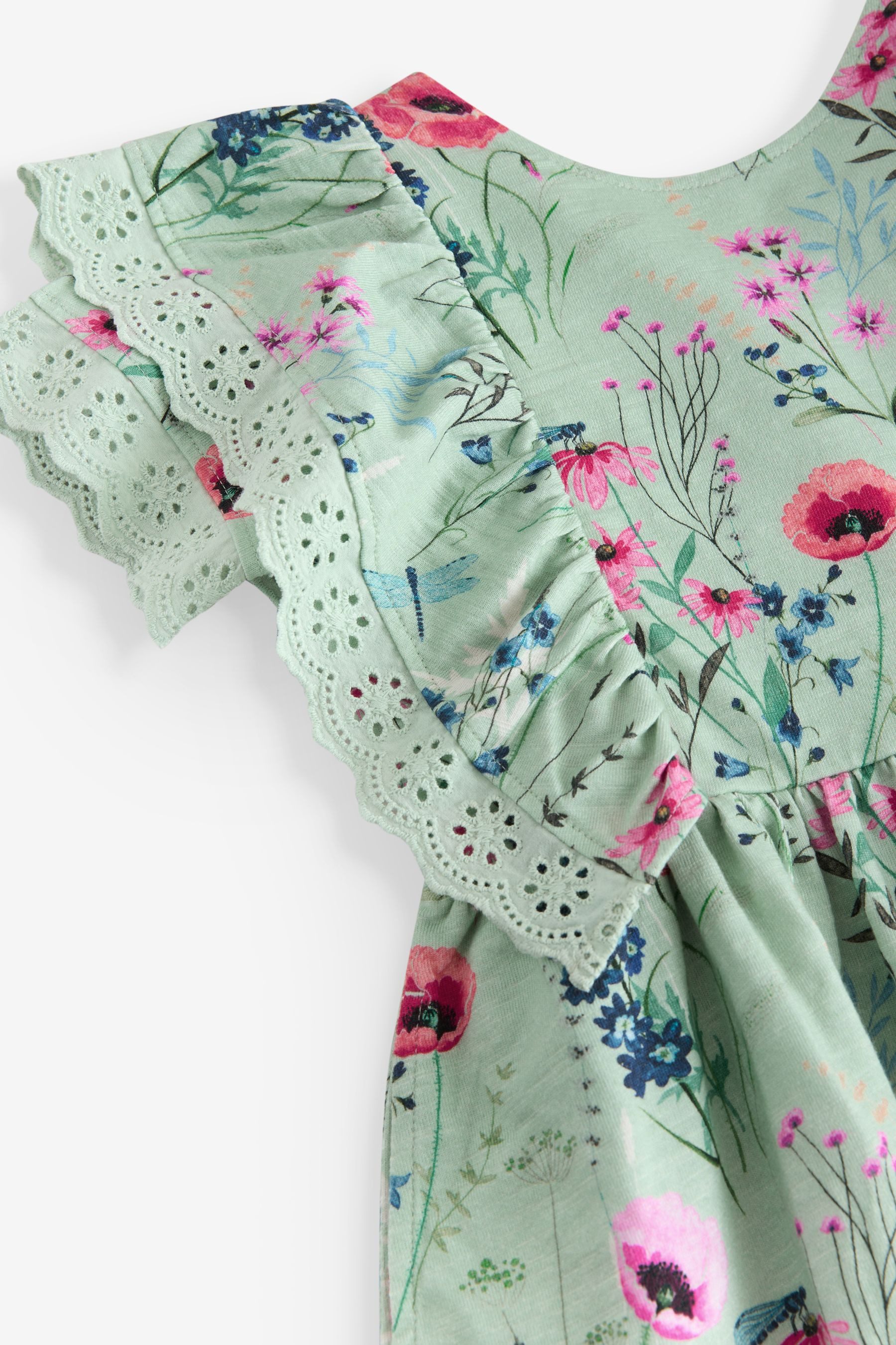 LAURA ASHLEY Jerseykleid Laura Ashley Kleid mit Lochstickerei Baumwolle (1-tlg)