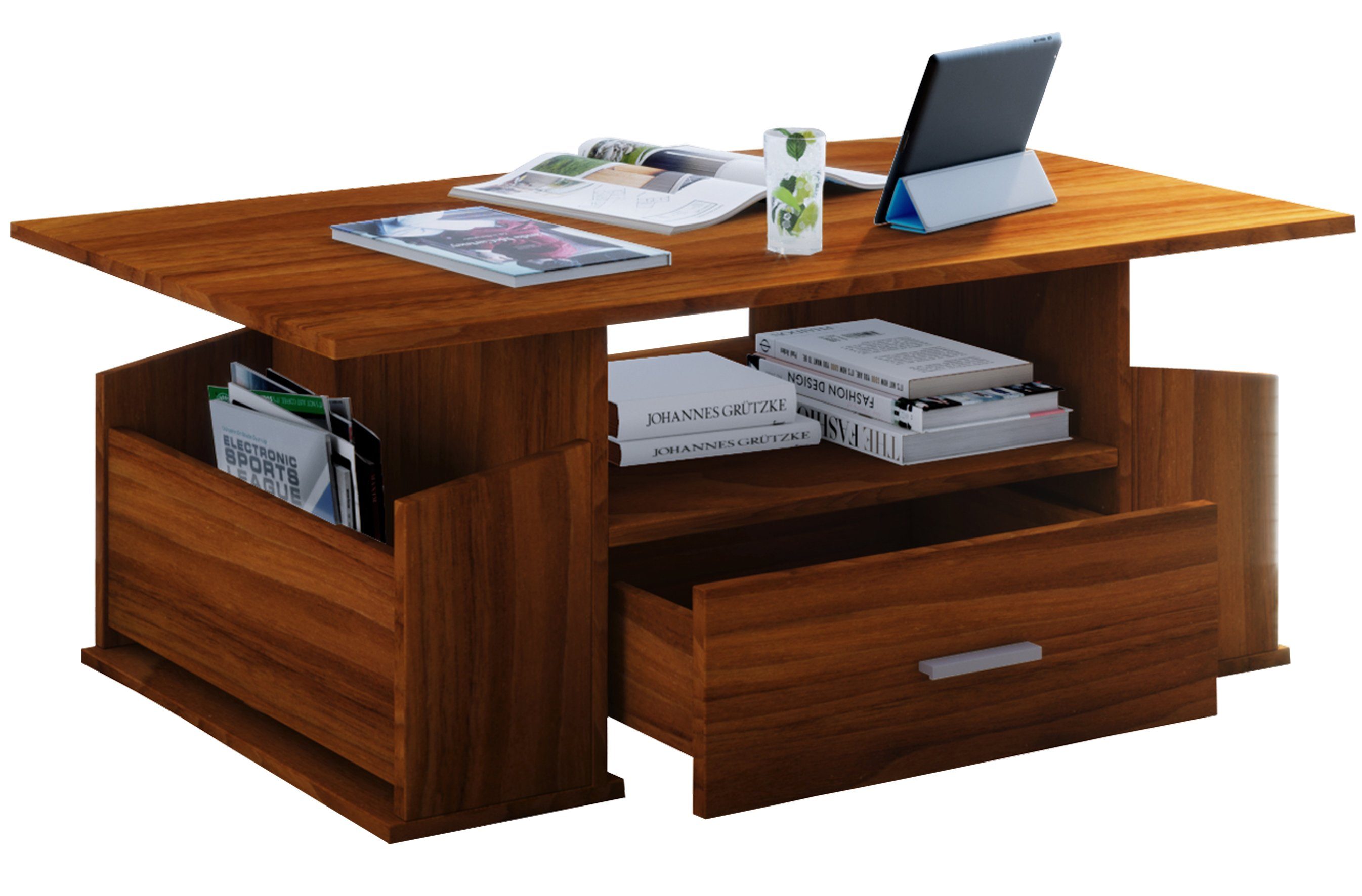 VCM Couchtisch Holz Sofatisch Couchtisch Schublade Junata