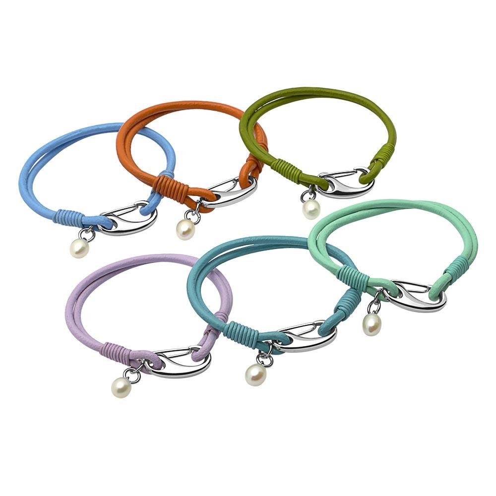 Unique Lederarmband Unique Leder Armband lila Süßwasserperle LB0291 günstig online kaufen