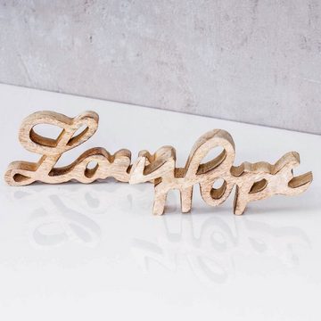 Levandeo® Deko-Schriftzug, Schriftzug Set Love Hope BxH 14x7cm Braun Mango Holz Natur Deko