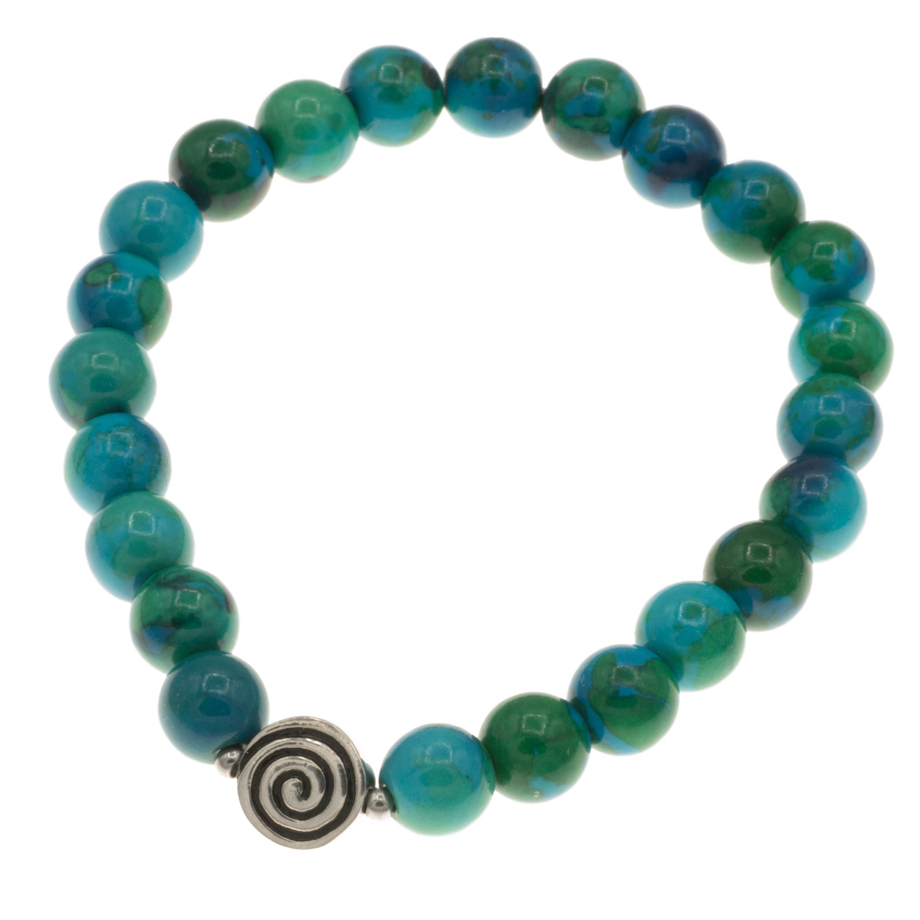 Perlenarmband Armband mit Chrysokoll Edelstein Perlen und 925 Silber Spirale