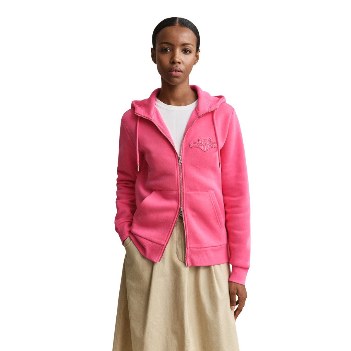 Gant Kapuzenstrickjacke 4202588 Damen Kapuzen Sweatjacke Regular Fit