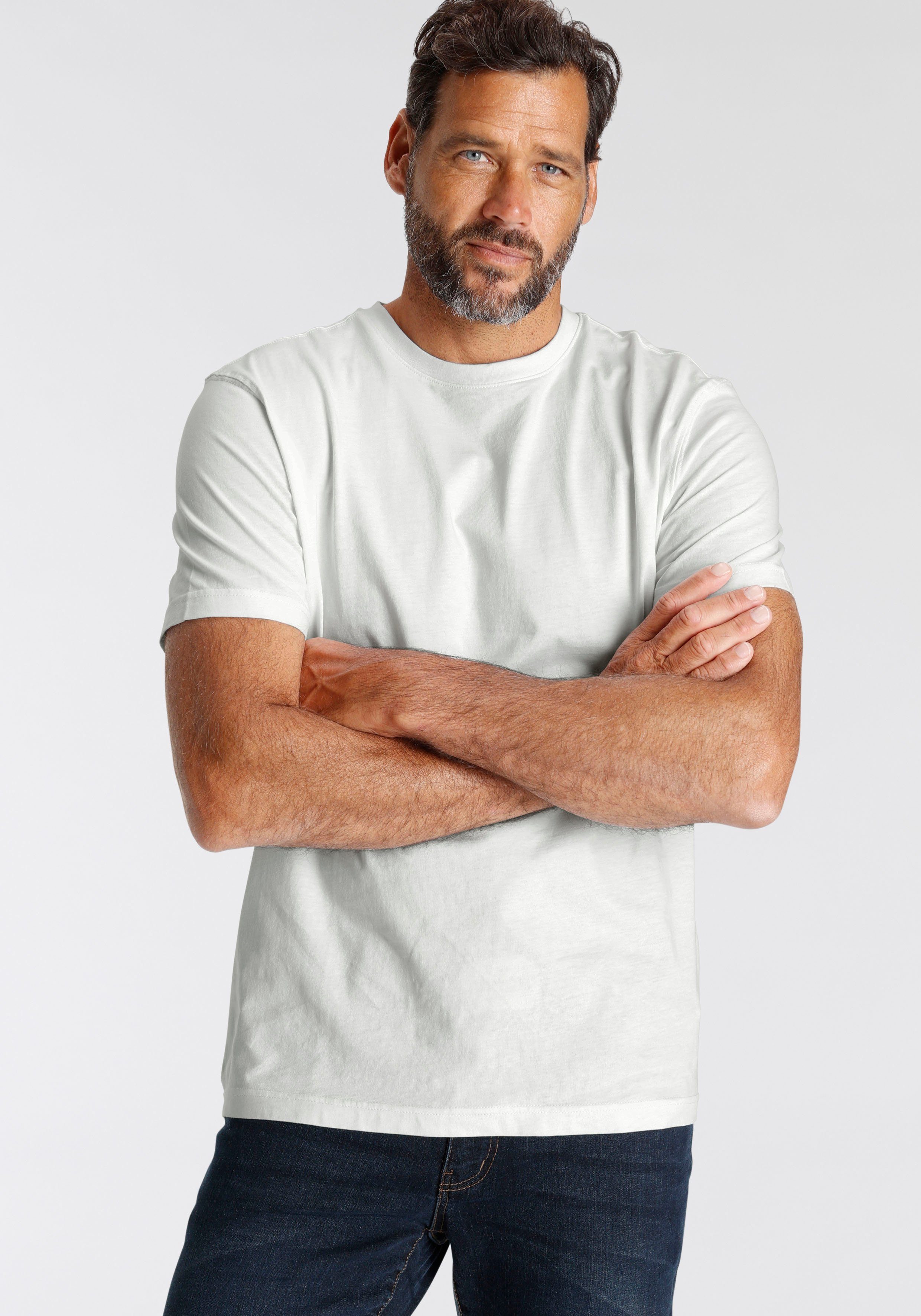 Man's World T-Shirt neue Farben! (3er-Pack) Kurzarm, unifarben, Rundhals, a günstig online kaufen