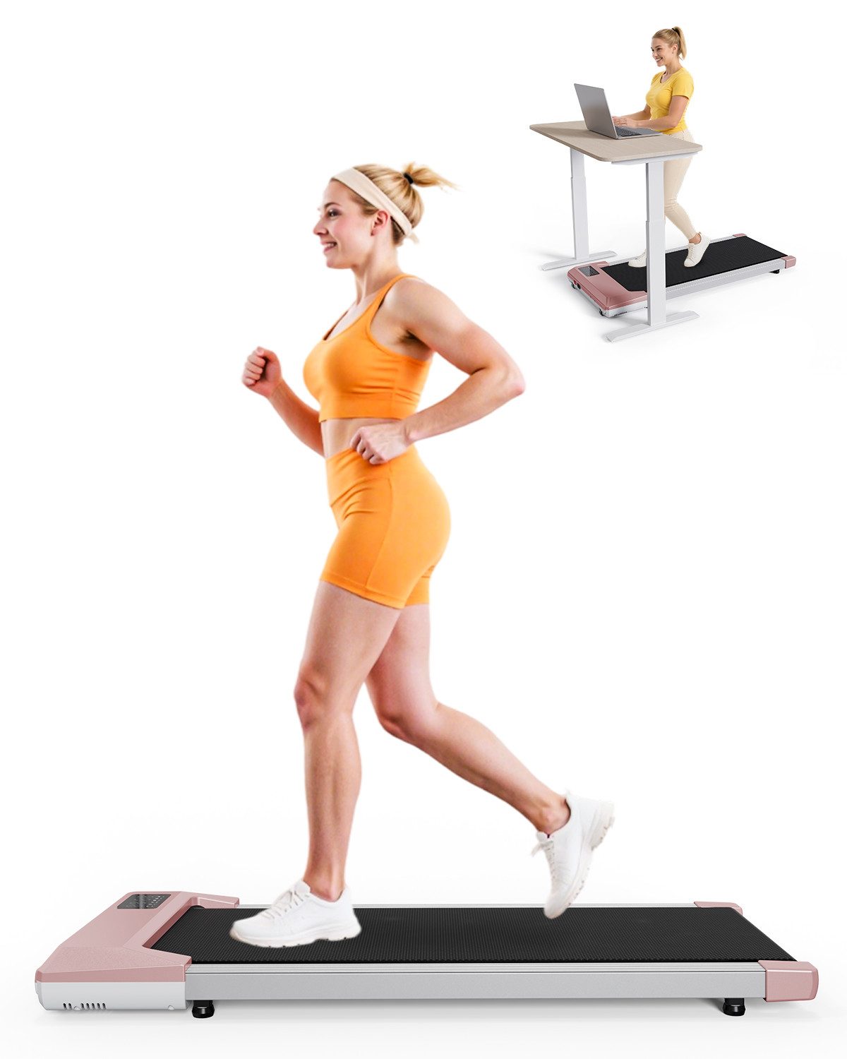SUPERUN Laufband Walking Pad mit App-Steuerung für Zuhause mit App und Fernbedienung, 90cm Laufband 2,5 PS Motor