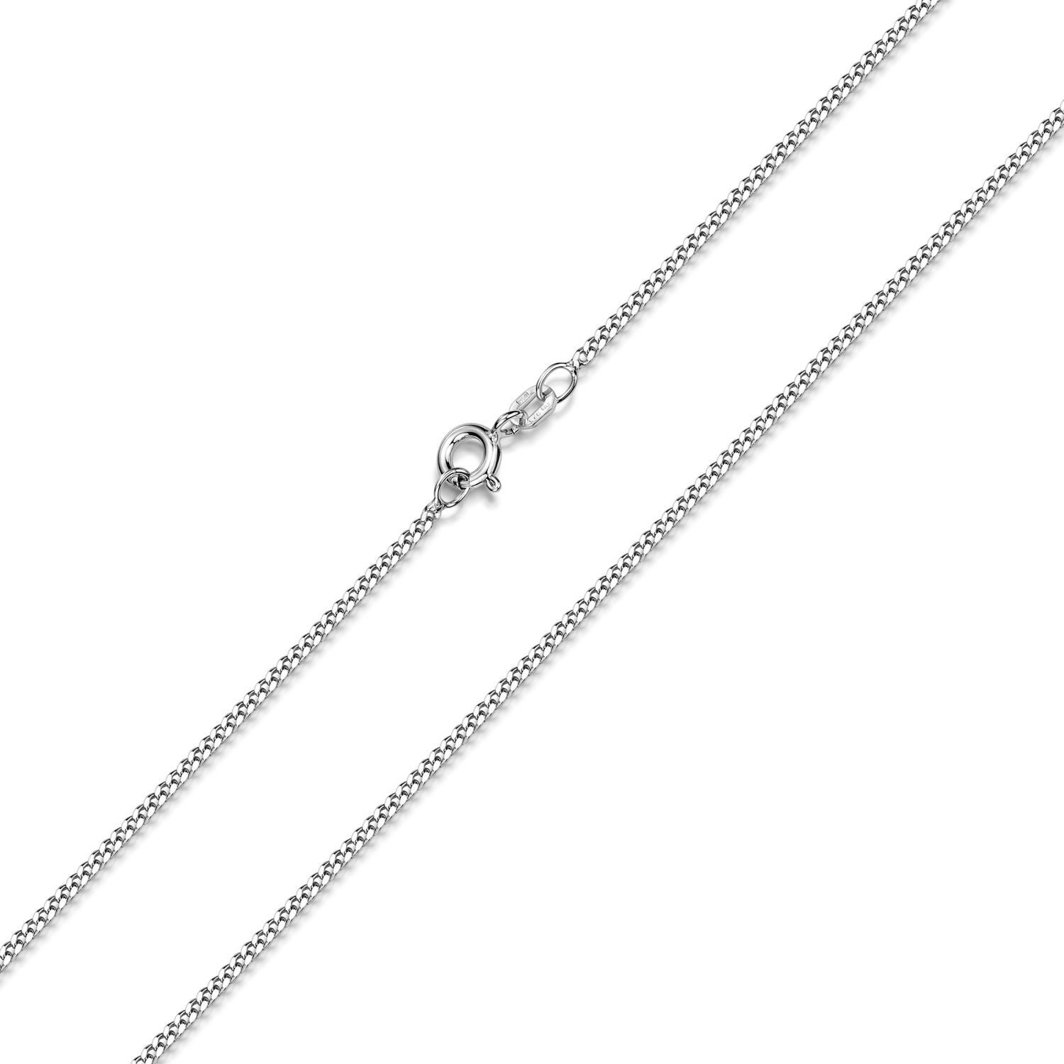 Materia Kette ohne Anhänger Panzerkette 1,7mm breit rhodiniert K78, aus 925 Sterling Silber