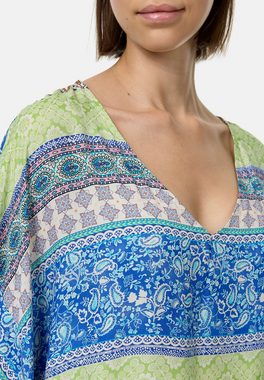 PM SELECTED Schlupfbluse PM58 (Extravagante Tunika Bluse mit auffallendem Print) seitlicher Faltenwurf