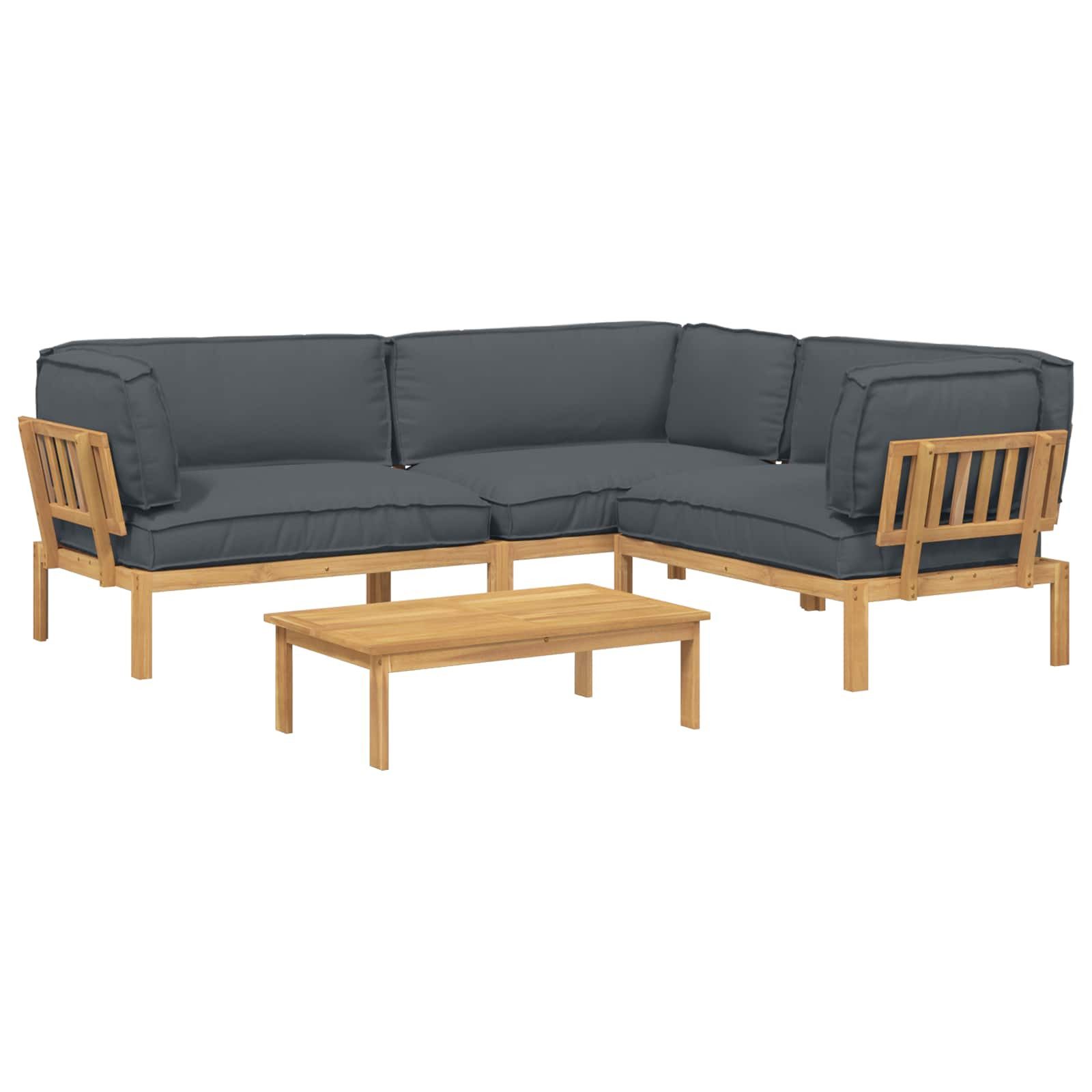 vidaXL Gartenlounge-Set Sofa Set 4 Stk. Anthrazit Massivholz, (4-tlg)