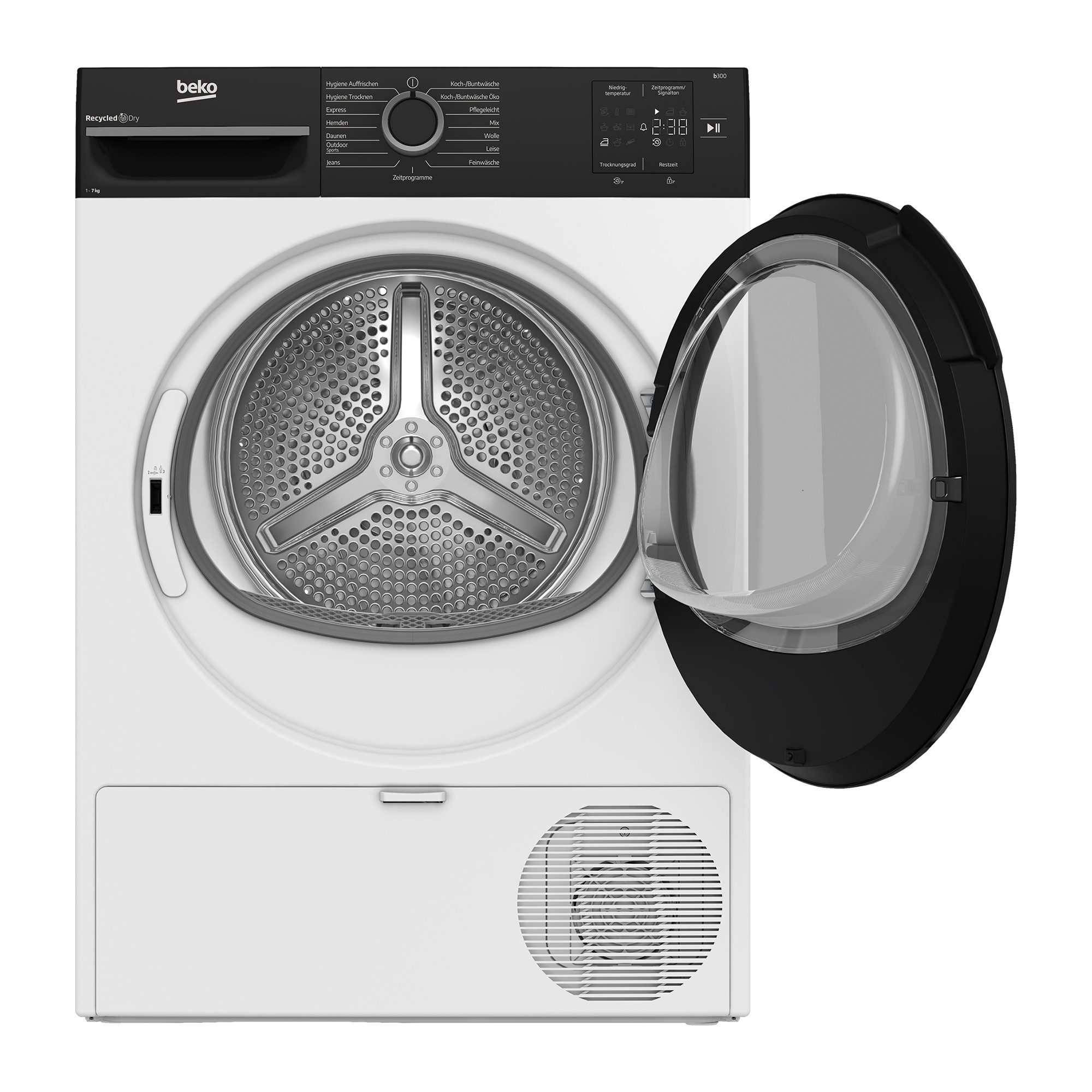 BEKO Wärmepumpentrockner BM3T37240W, Hygiene Auffrischen, Multifunktionsdisplay, Kindersicherung