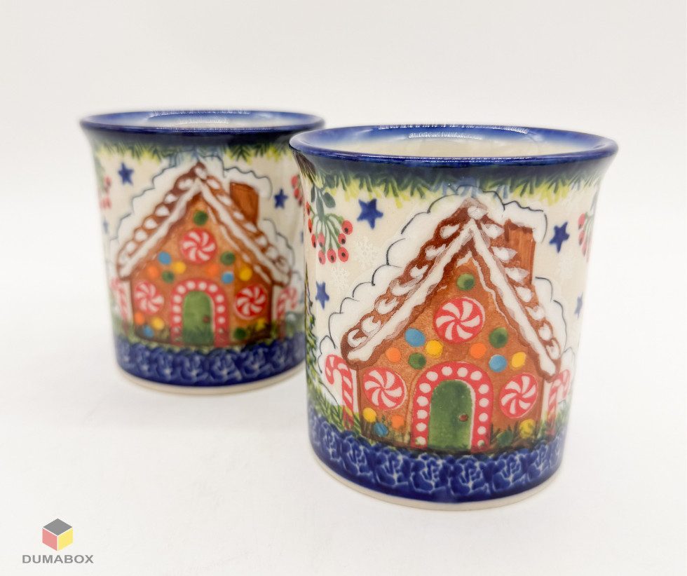 Ceramika Bolesławiecka Kalich Becher Handgefertigte Bunzlauer Keramik Tasse, Becher 280 ml UNIKAT