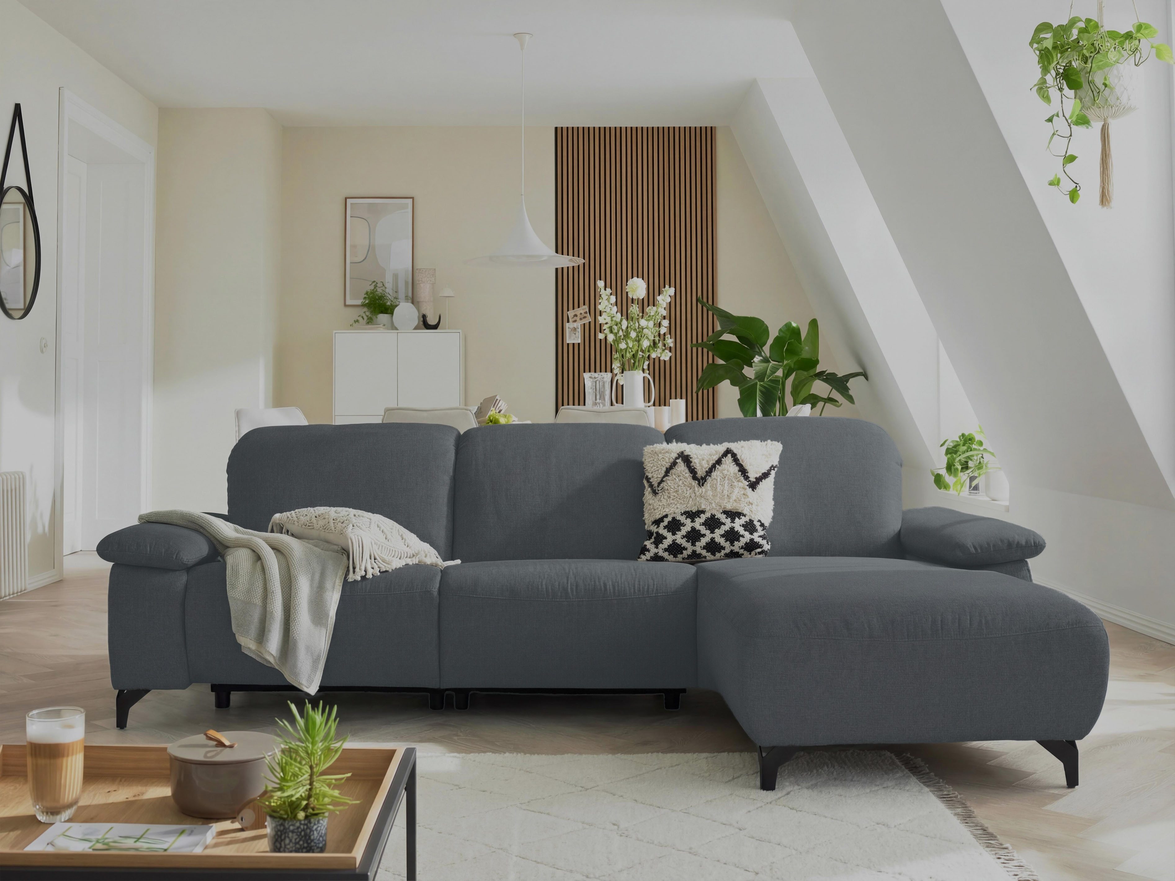 Musterring Ecksofa MR370 mit/ohne Relaxfunktion, verschiedene Unterfederungen zur Auswahl, Farbe, Material, Sitzkomfort und Funktion wählbar, Maße 280 x 180 cm