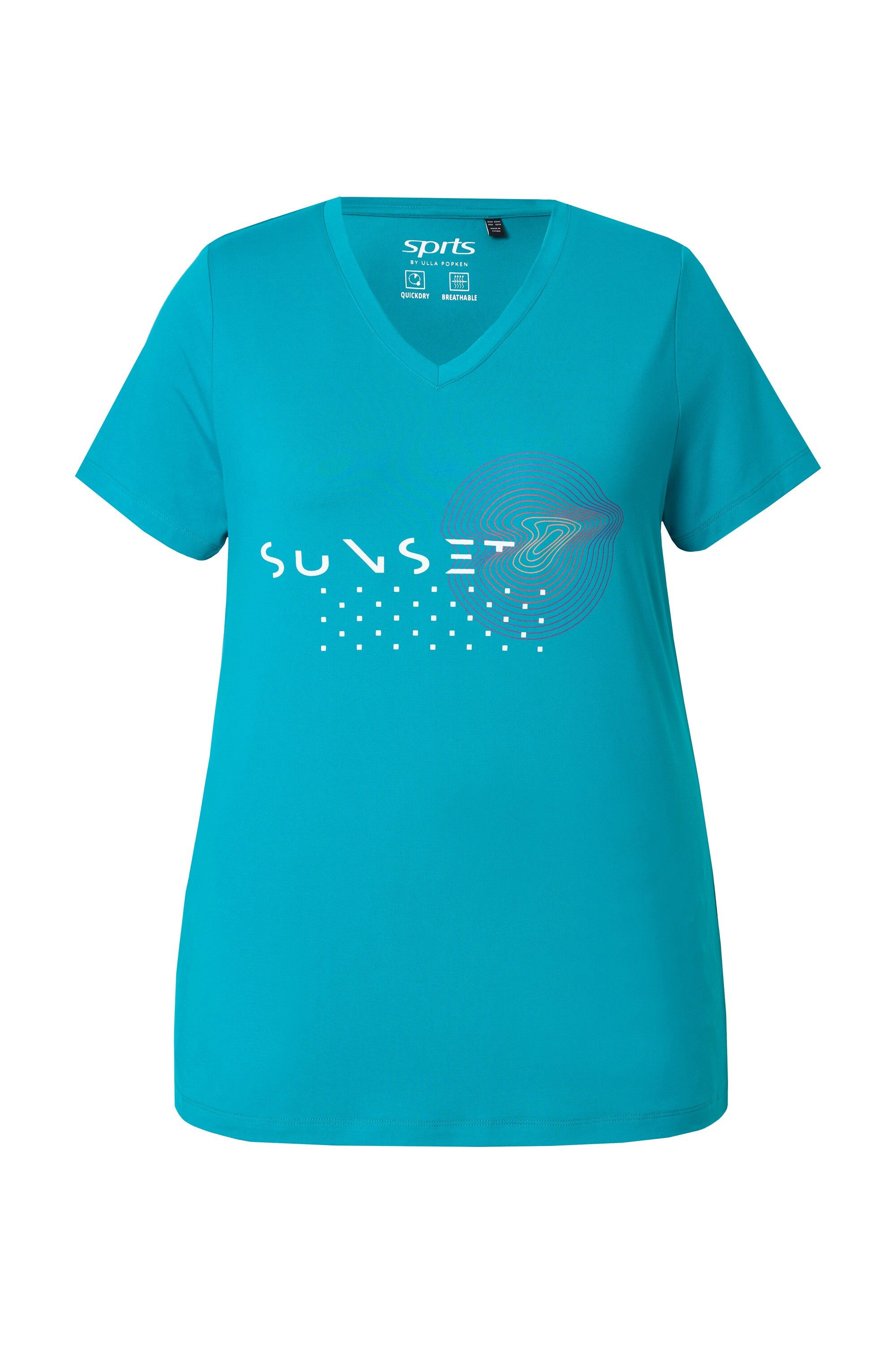 Ulla Popken T-Shirt Funktionsshirt schnelltrocknend V-Ausschnitt günstig online kaufen