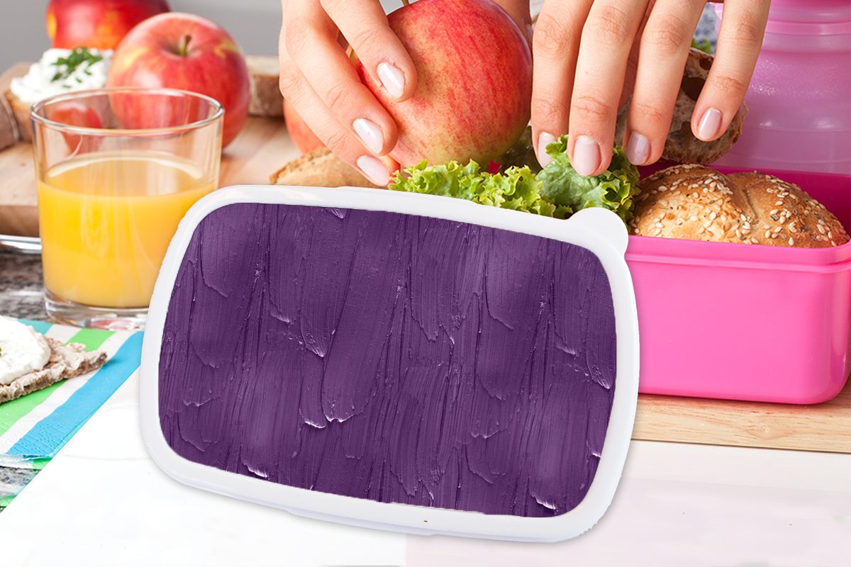 MuchoWow Brotbox rosa Kunststoff, Erwachsene, - Lila Brotdose Muster, Kunststoff für Snackbox, - Lunchbox Farbe (2-tlg), Kinder, Mädchen,