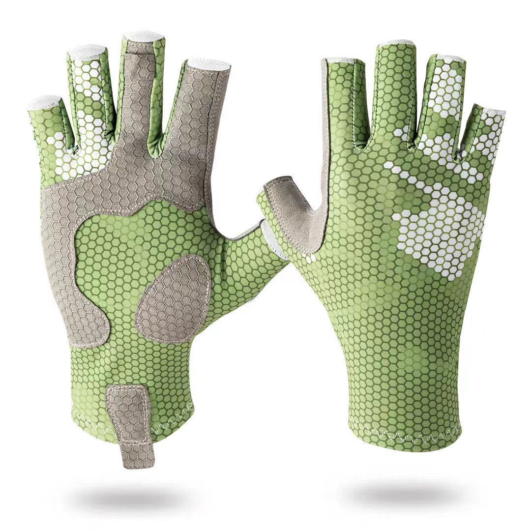 Bwecuy Fahrradhandschuhe Sommer Fingerlose Handschuhe Unisex UV-Sonnenschutz-Handschuhe (Angel Handschuhe, rutschfeste Fahrhandschuhe) für Reisen, Golfen, Laufen