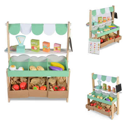 Moni Spiellebensmittel Kinder Marktstand 4425 Holz, 50cm hoch Supermarkt Lebensmittel Einkaufsliste