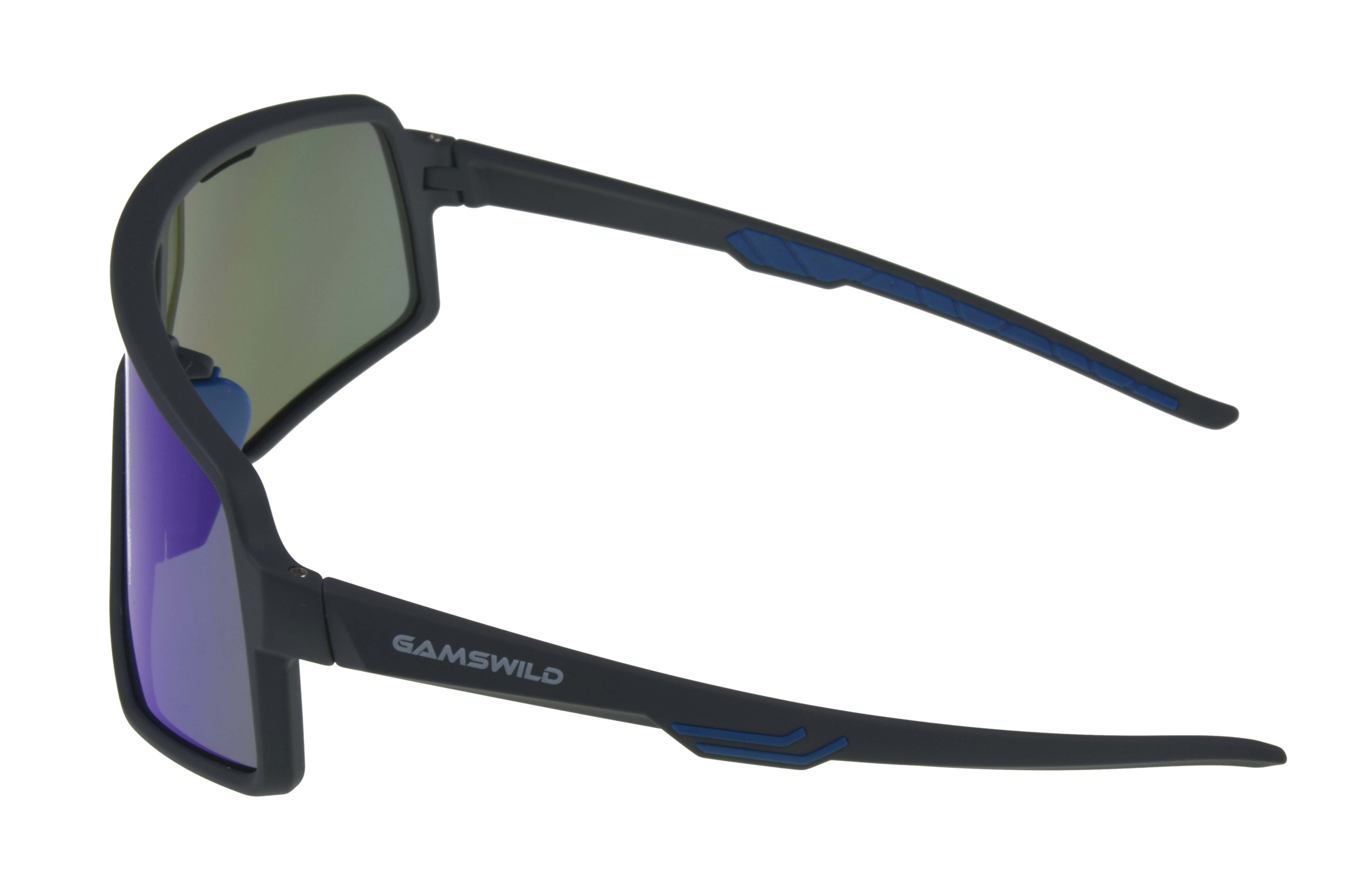 WS4042 Sonnenbrille Fahrradbrille Skibrille schwarz-blau, Gamswild TR90 Sonnenbrille Unisex Unisex, lila, schwarz-rot, Damen Herren grün