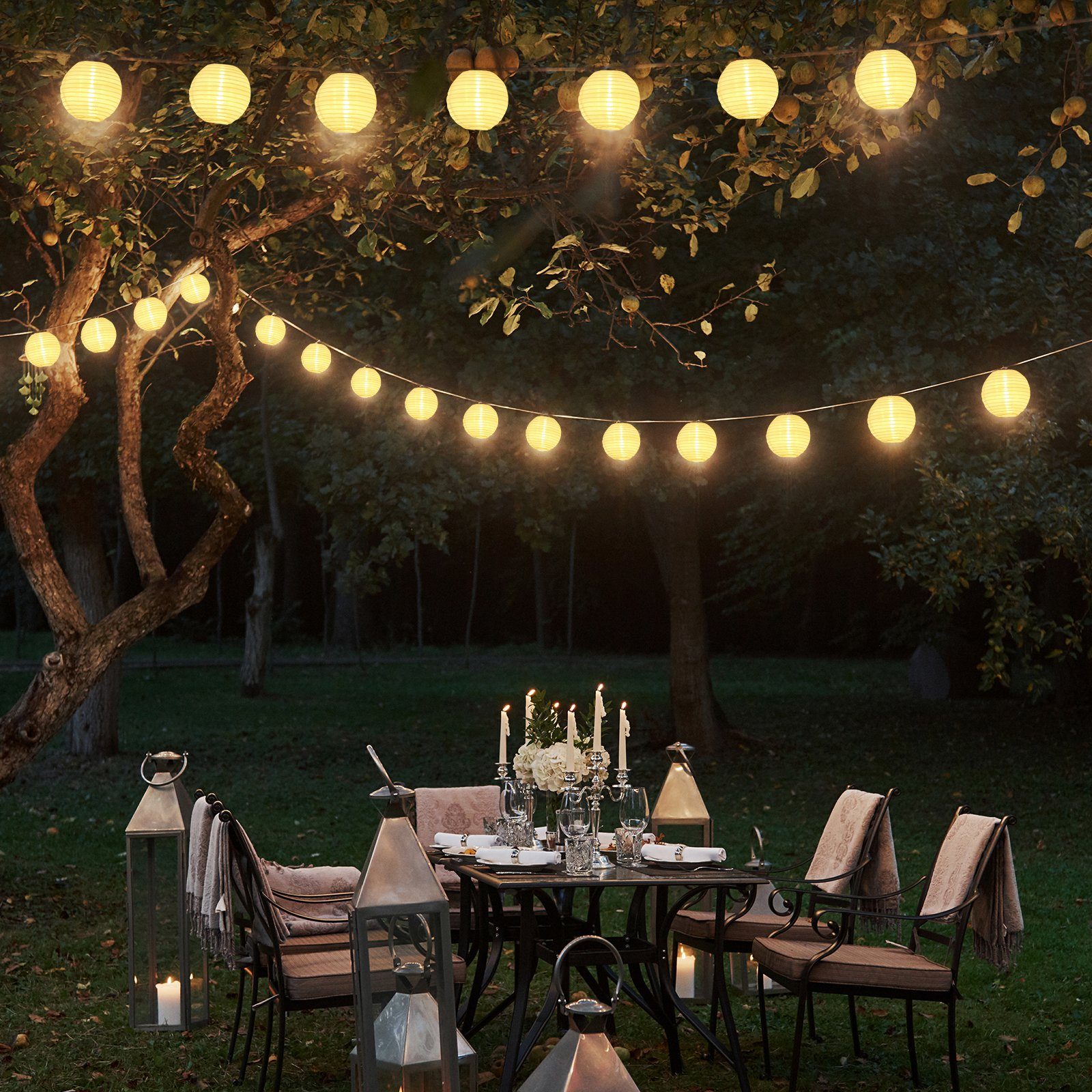 Salcar LED-Lichternetz Lampions Lichterkette Outdoor Laterne LED mit Batterie