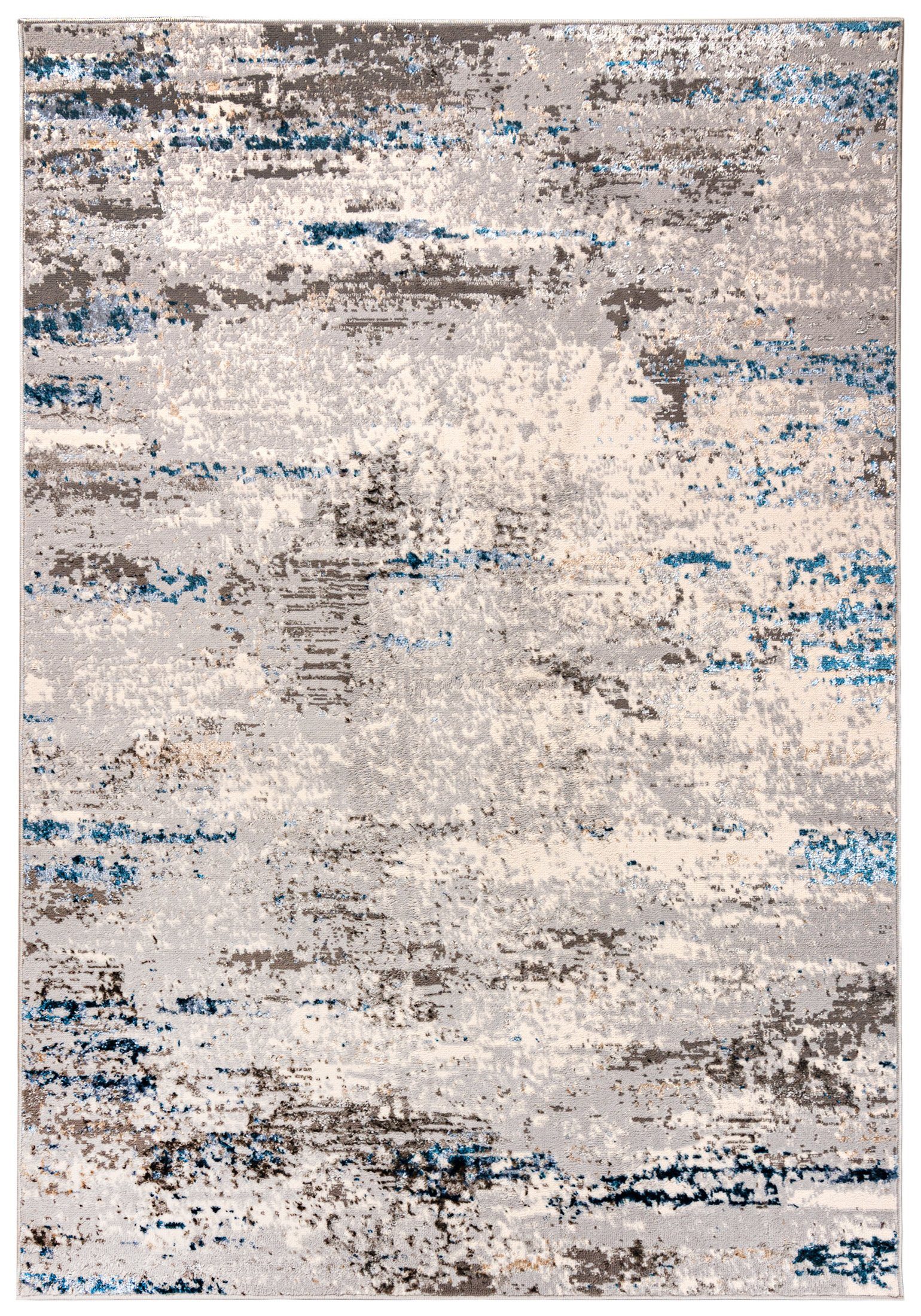 Designteppich Modern Teppich Muster, Abstrakt Höhe Beige Blau - Grau, Kurzflor x Modern, für 80 8 150 mm, cm, Mazovia, Abstrakt, - niedrige Florhöhe Wohnzimmer