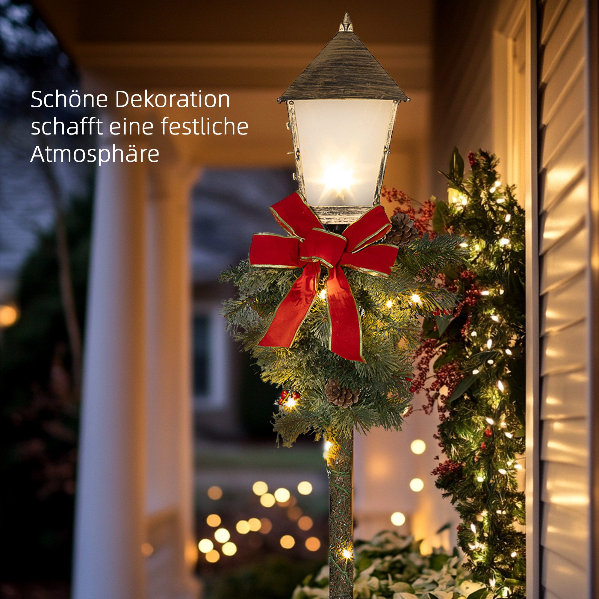 Outsunny LED-Dekofigur 150 cm Weihnachtslaterne LED-Lichterkette Schleife (Weihnachtsstraßenlaterne, 1 St., Weihnachtsbeleuchtung), für Weihnachtsfest, Metall,  – Bild 4 von 5