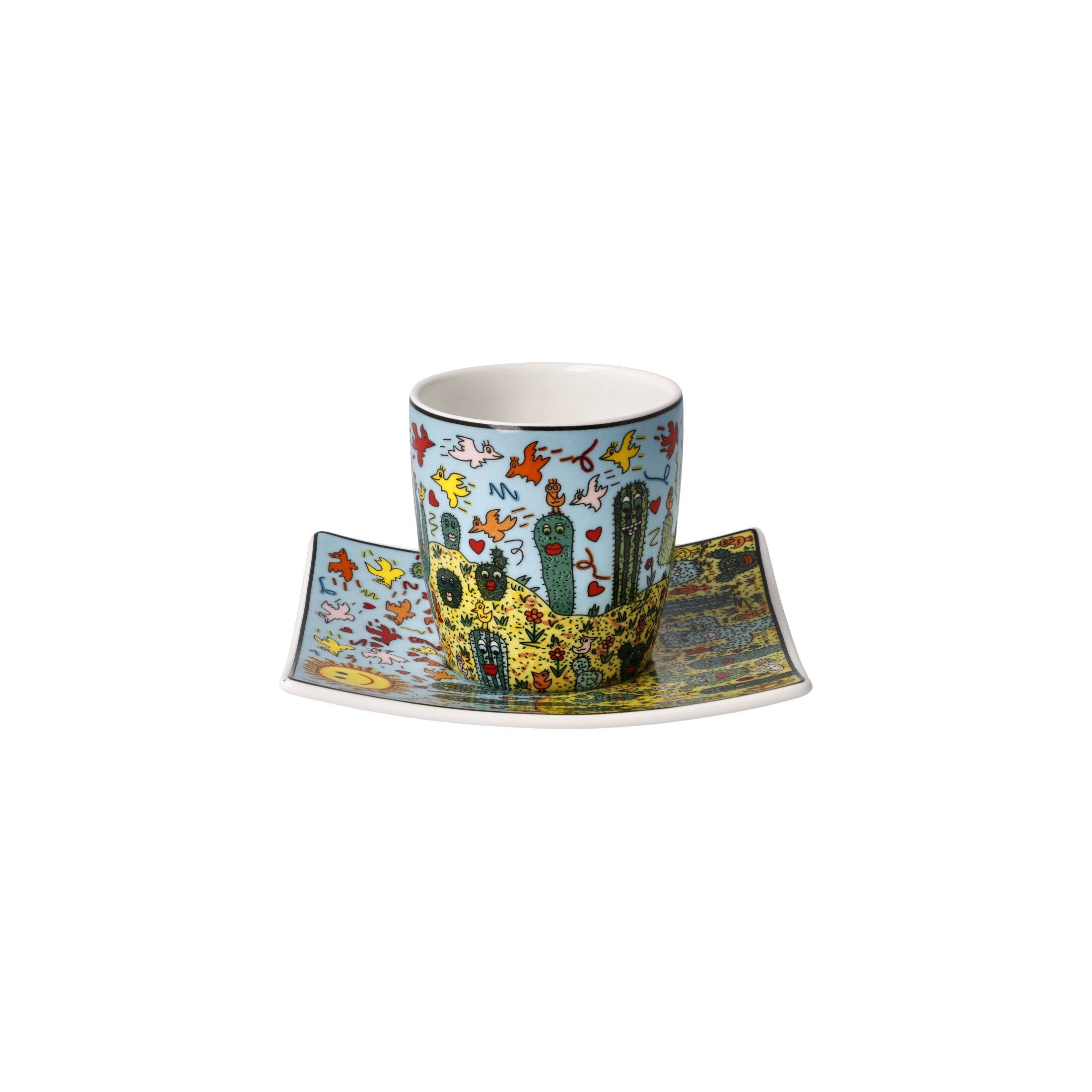 Goebel Espressotasse James Rizzi, Porzellan, Spülmaschinengeeignet, Mehrfarbig, Desert Life, H: 6.5cm