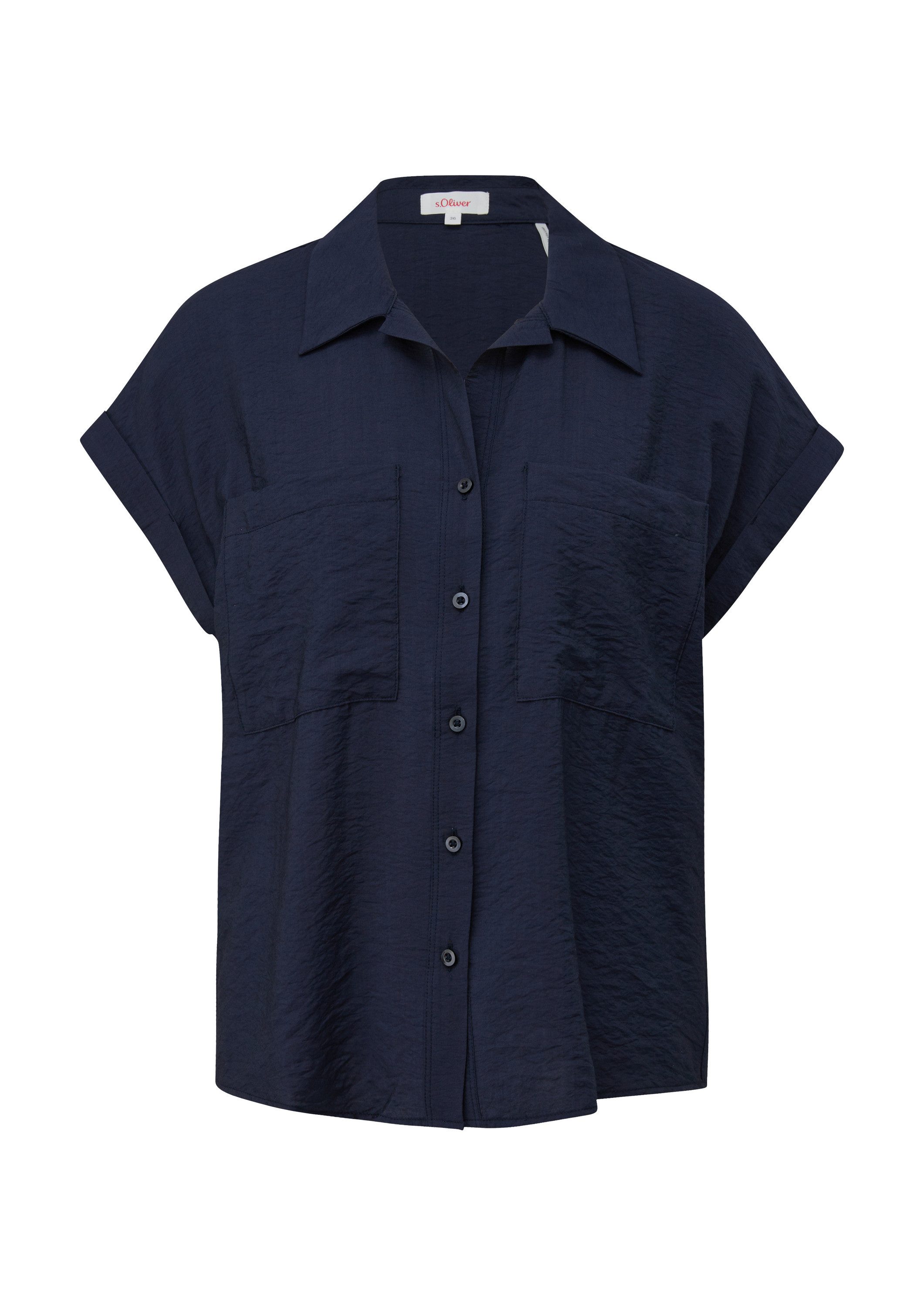 s.Oliver Kurzarmbluse Bluse Viskose-Bluse im Relaxed Fit mit Hemdkragen günstig online kaufen