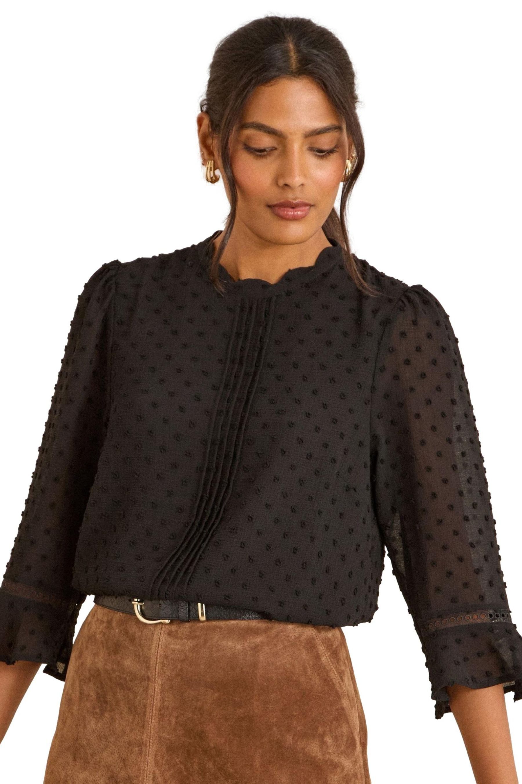 Langarmbluse Love & Roses Bluse, 3/4-Trompetenärmeln, Kurzgröße