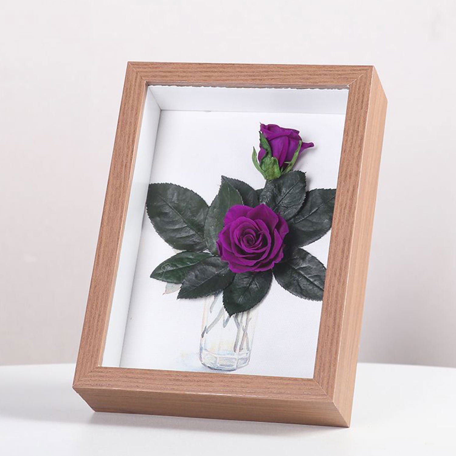 Kunstblume Ewige handgemachte konservierte Rose, MAGICSHE, zum Befüllen Quadratische Form Lila