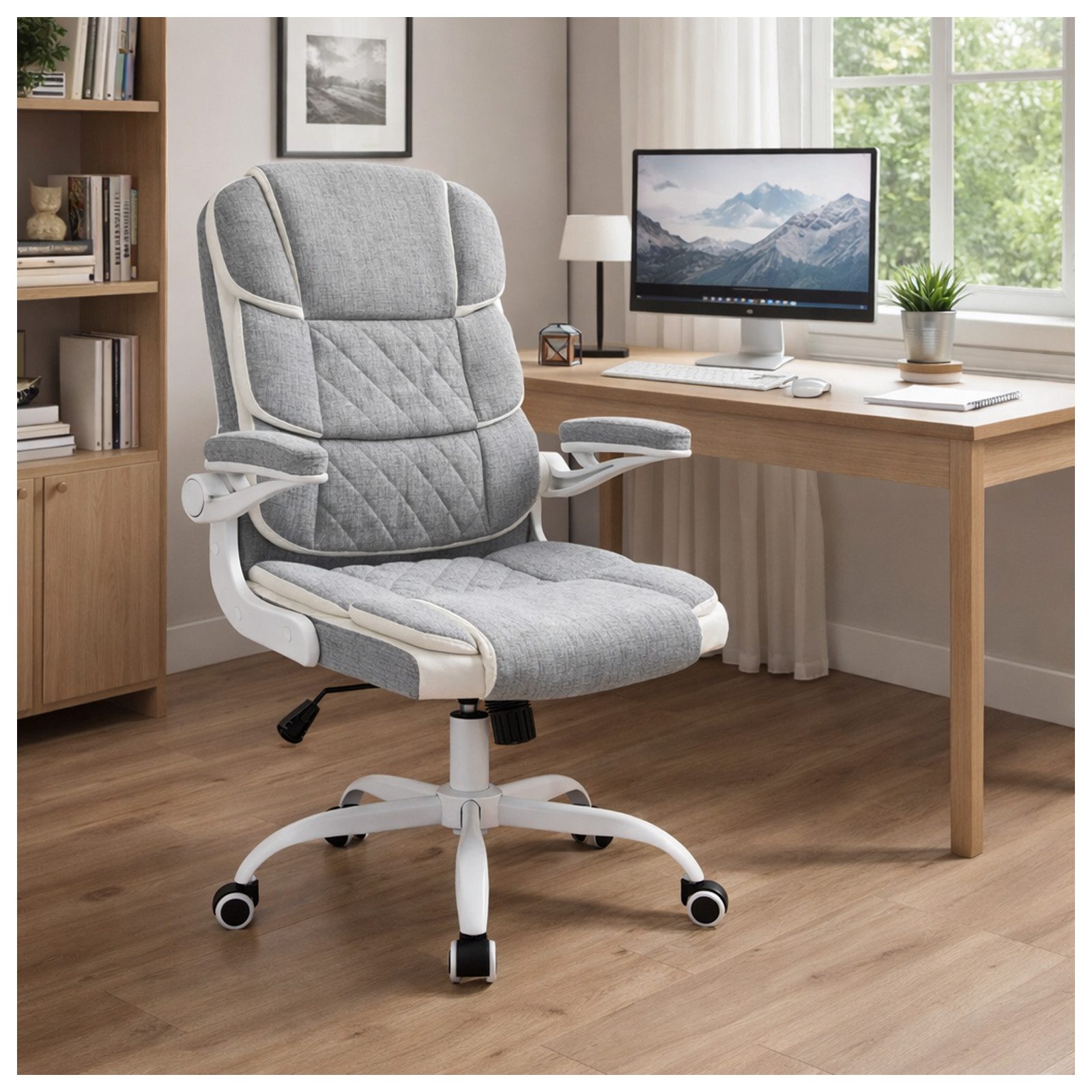 HTI-Living Schreibtischstuhl Schreibtischstuhl drehbar mit Wippfunktion Leinenoptik Grau (Stück, 1 St)