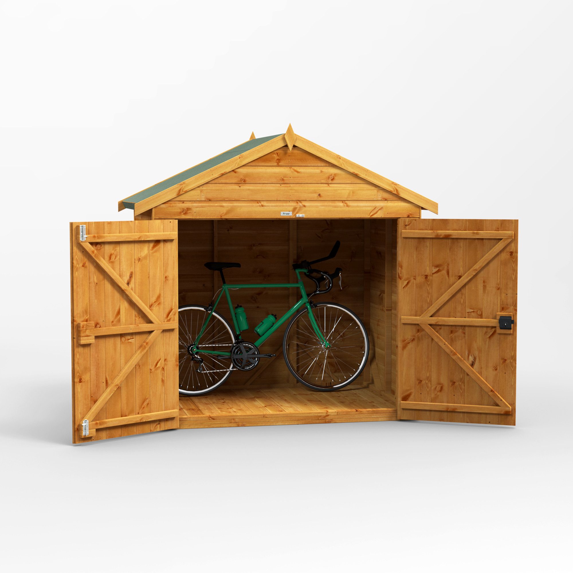 Powersheds Gerätehaus Fahrradschuppen mit Satteldach aus Nut- und Feder Vollholz, BxT: 120x180 cm, (Polyester-verstärkte Dachpappe, gehärtetes Glas, hochwertige – Bild 4 von 5
