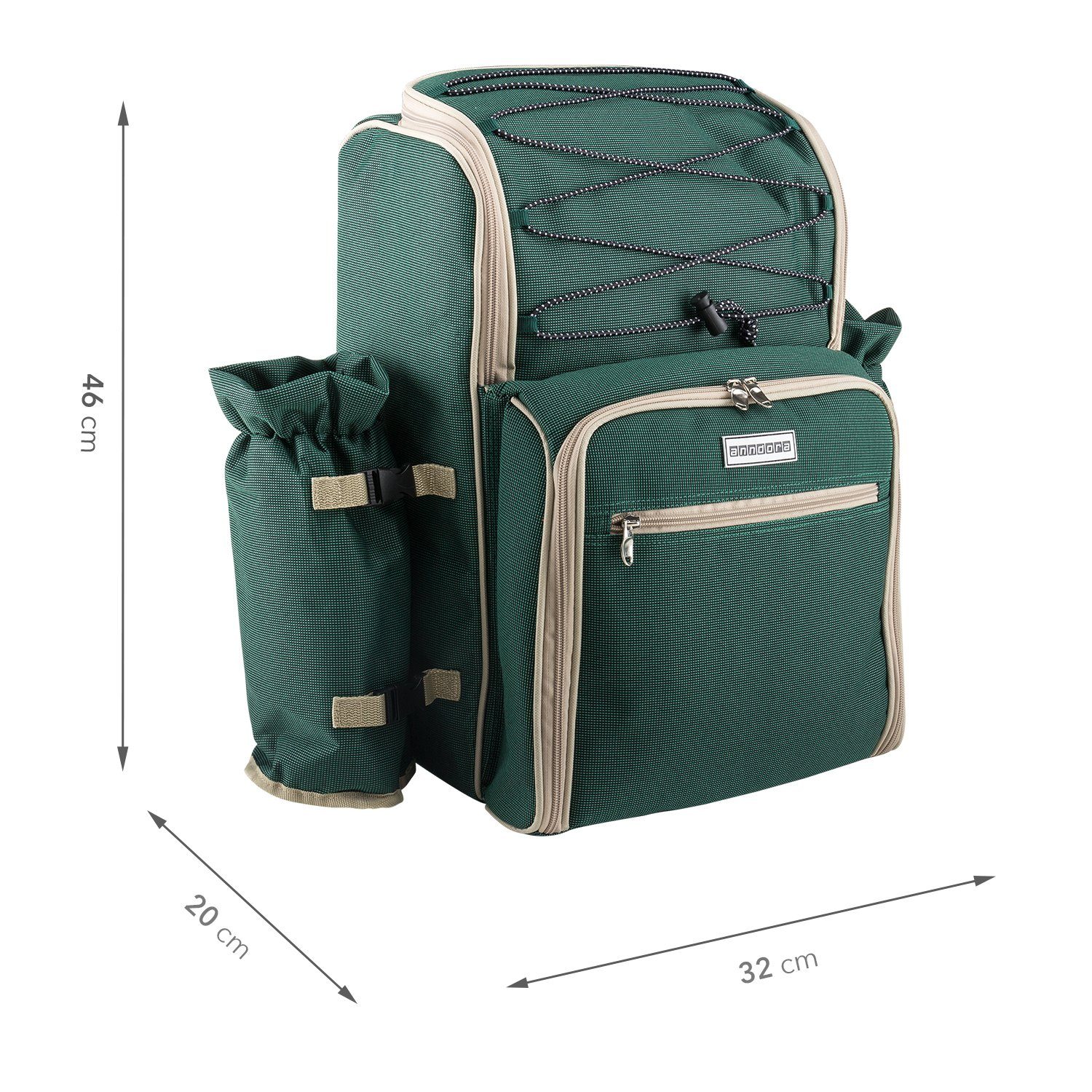 anndora Picknickrucksack Wanderrucksack Rucksack für 4 Personen, wasserfeste Schaumstoffisolation - abnehmbarer Flaschenhalter