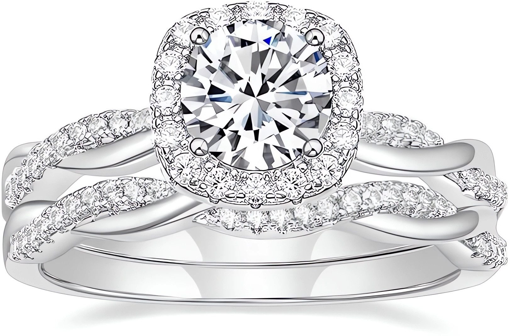 Jumpeak Diamantring Verlobungsringe Frau,Promise Ring,Trauringe eheringe set 2 teilig, 1,2ct Diamant,E,VVS2,3EX,14K Gold,Labordiamant,luxuriöses Stapeldesign