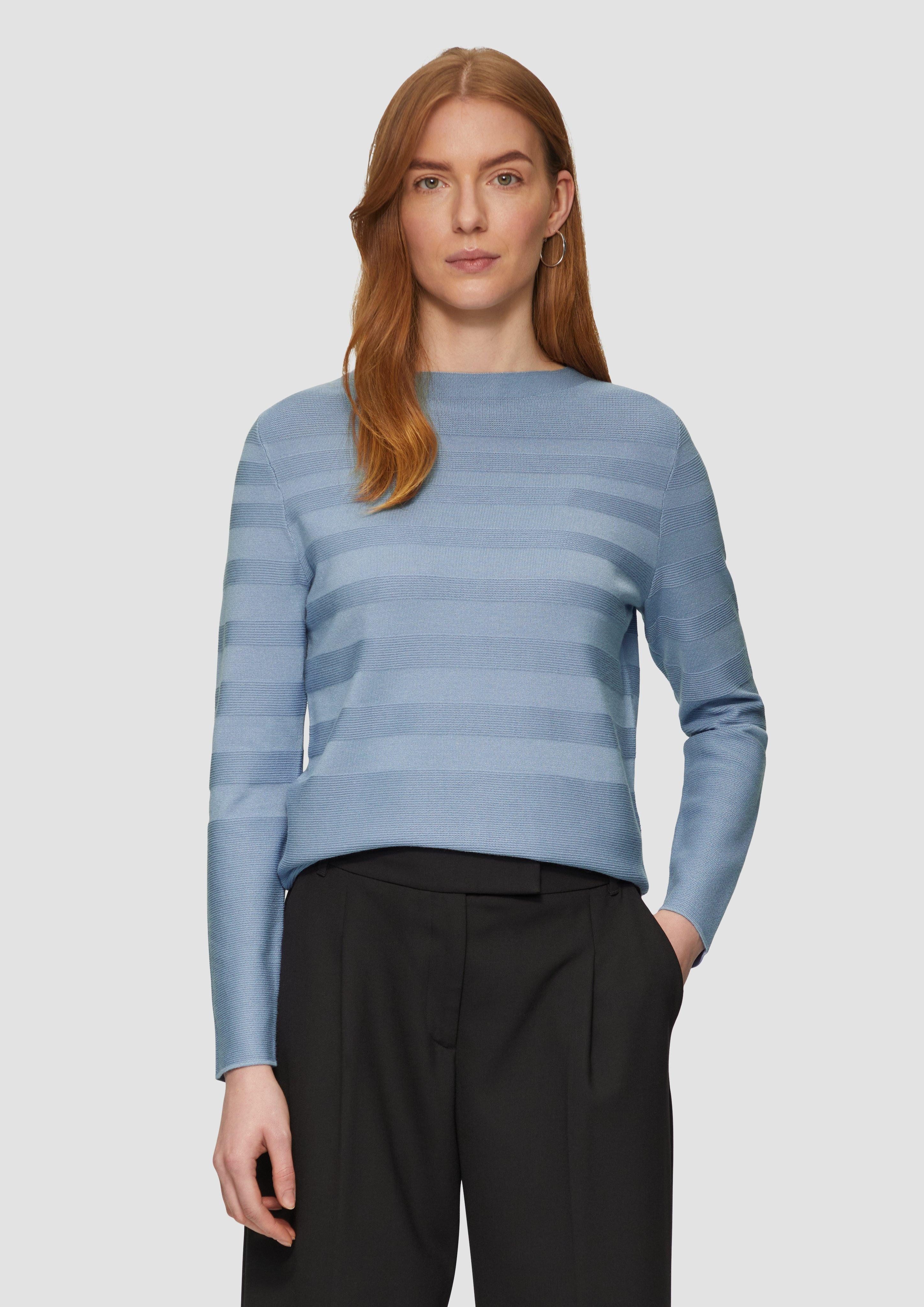 Strickpullover Gestreifter Feinstrickpullover aus Viskosemix