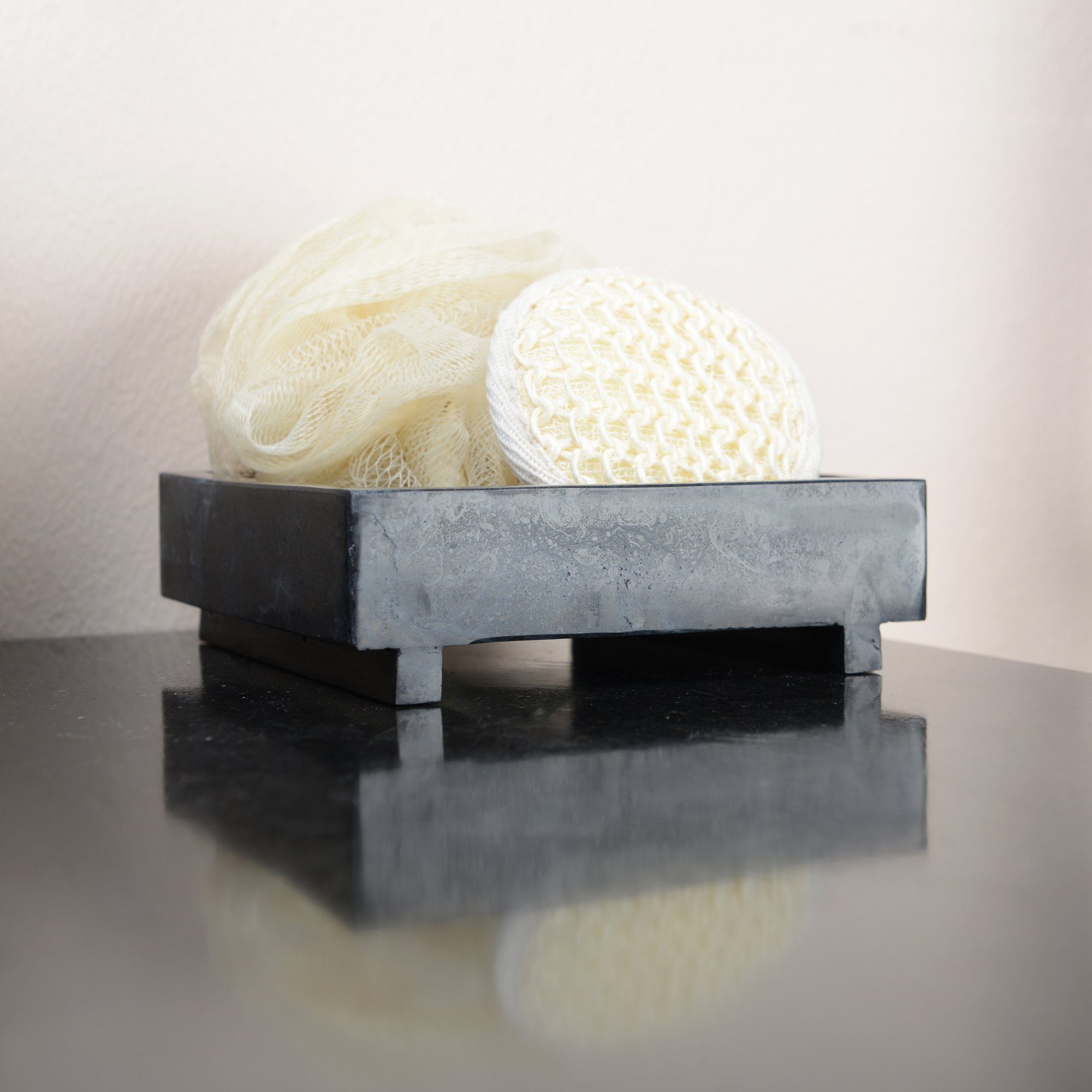 wohnfreuden Dekoschale Marmor Seifenschale 13x13 cm schwarz, 1285 günstig online kaufen