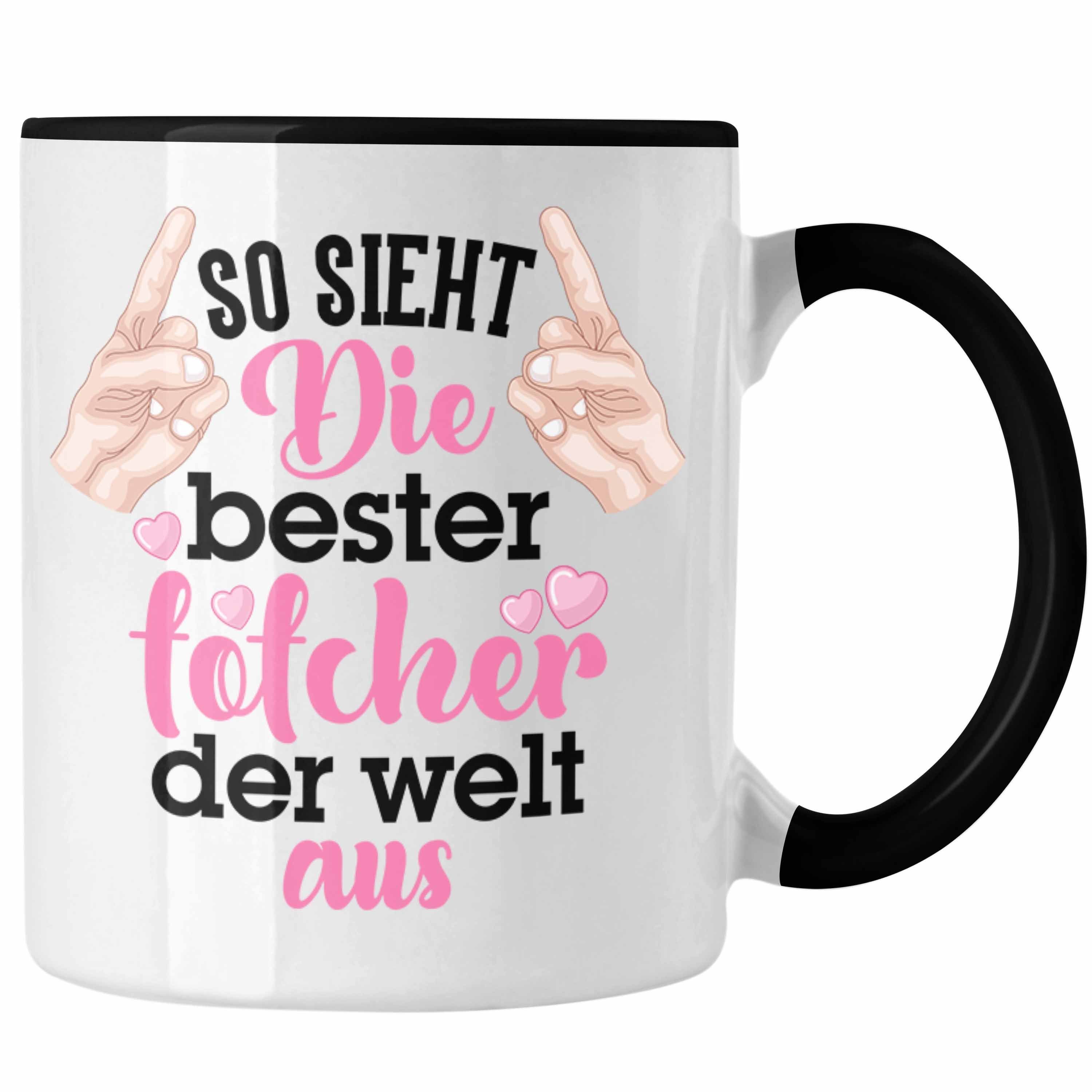 Trendation Tasse Trendation - Tochter Geschenk Tasse Pink Vater Mama Geschenk für Töchter Spruch Beste Tochter Kaffeetasse Schwarz