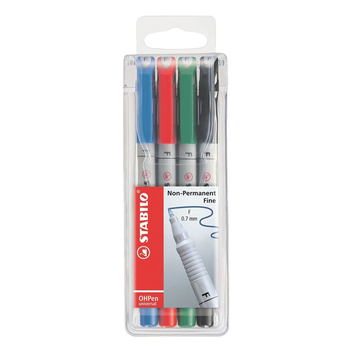 STABILO Filzstift STABILO OHPen Universal F Folienstift 4er-Set 0,7 mm