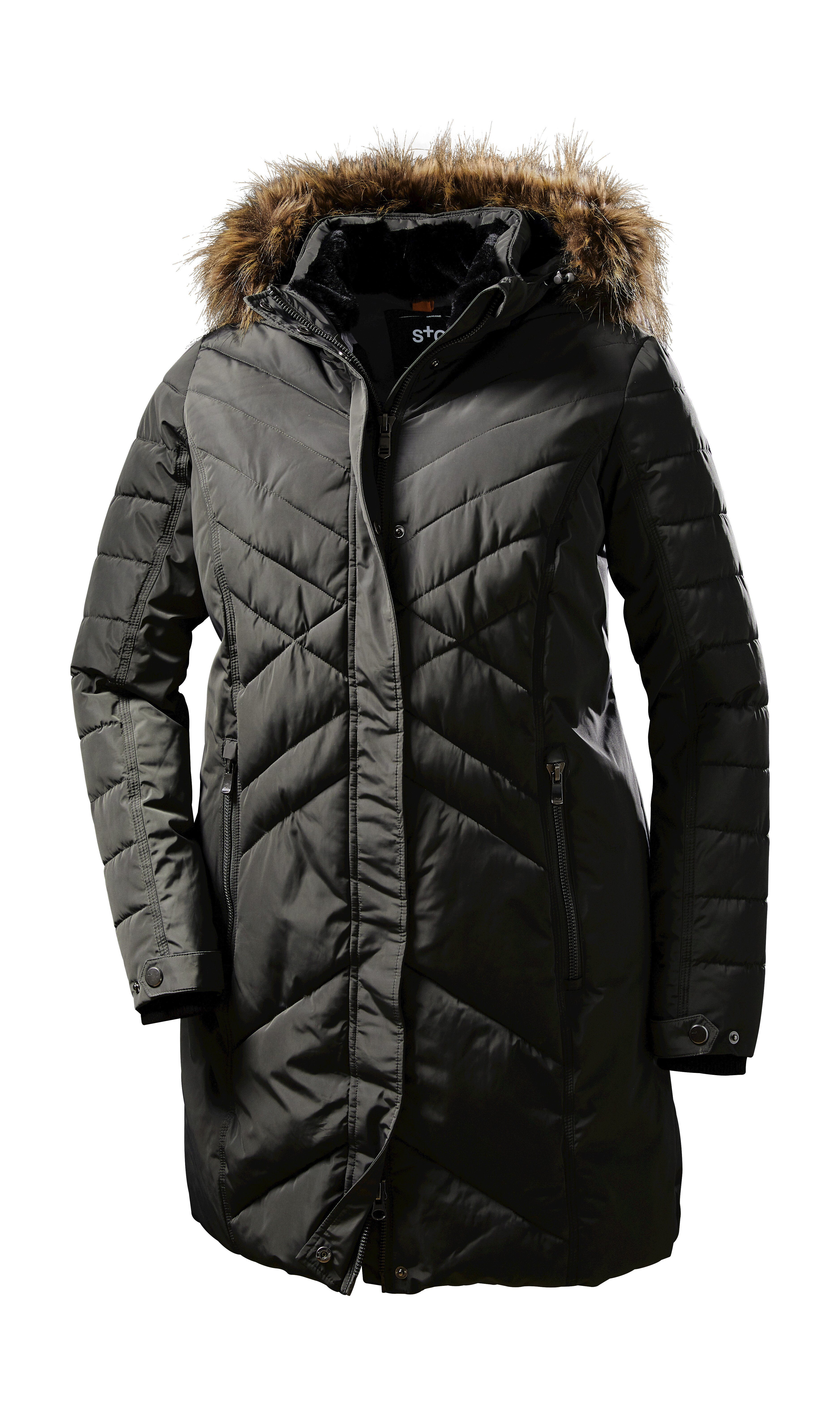 STOY Steppmantel WMN Quilted PRK D STOY Parka: abnehmbare Kapuze, warm, atmungsaktiv, wasserabweisend