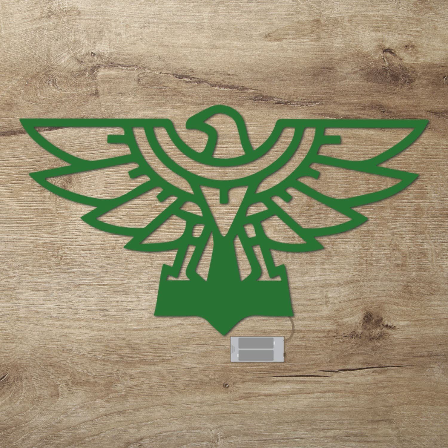 Namofactur LED Dekolicht Adler Vogel Holz Wand Deko, LED fest integriert, Warmweiß Grün