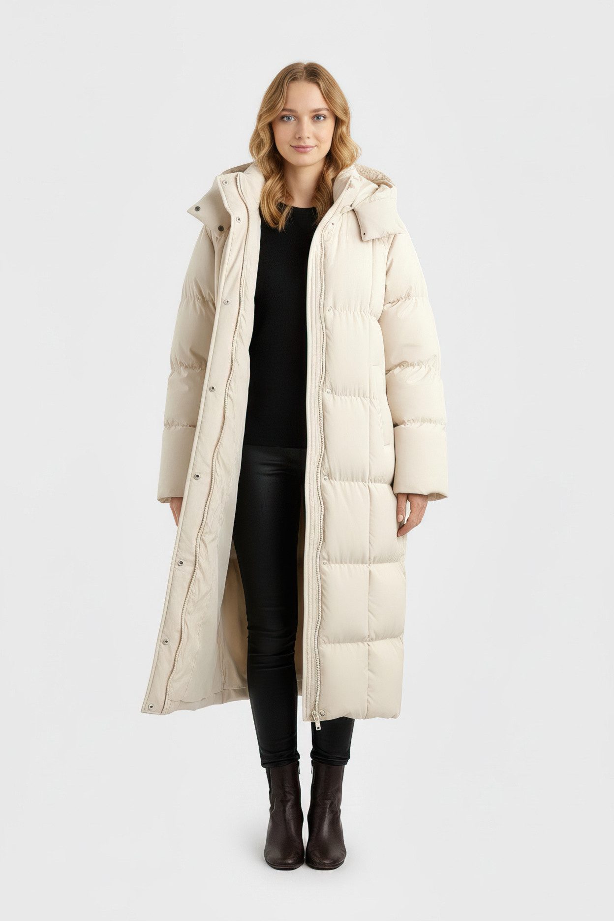 Copperose Parka Oversize Winterparka Steppmantel Langmantel mit Gürtel #761 günstig online kaufen