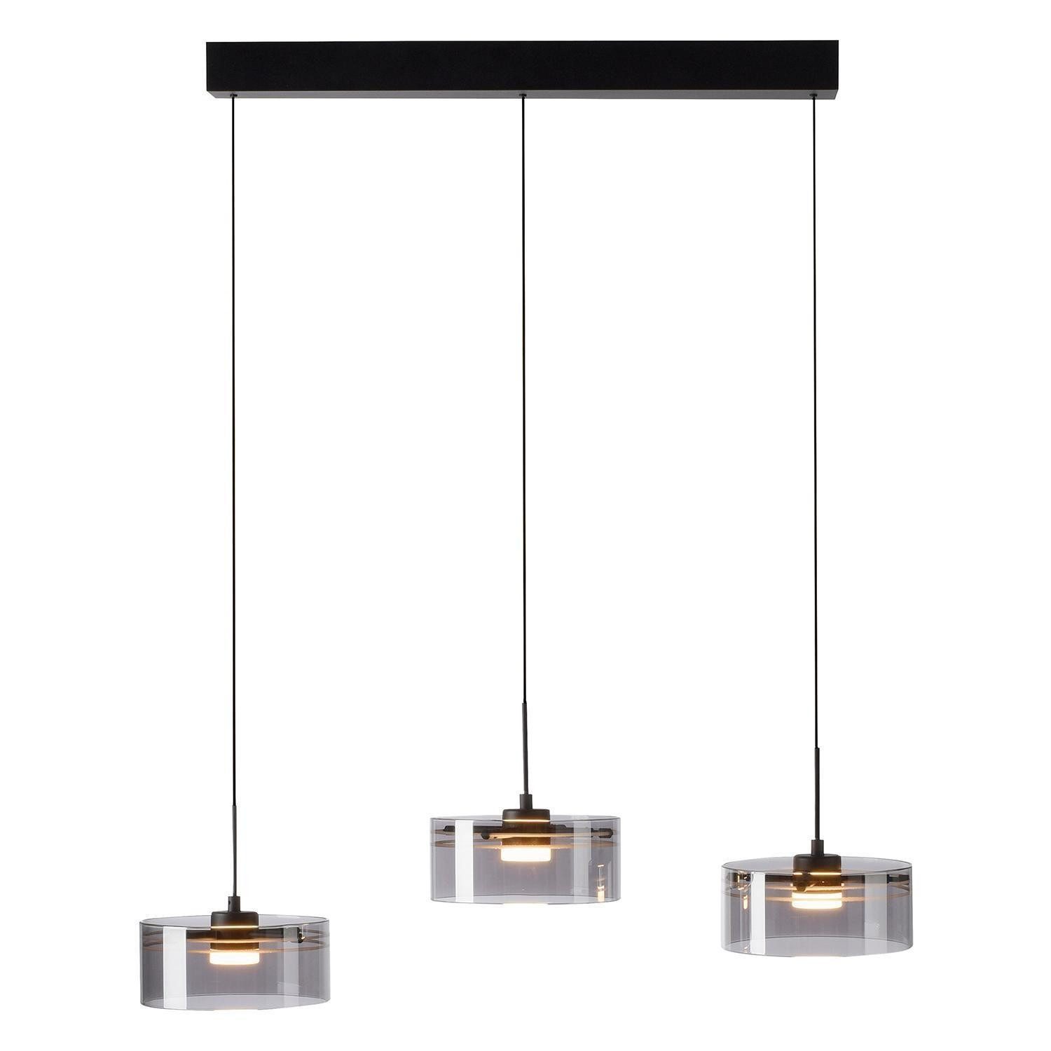 MONDO LED Pendelleuchte KARENA, 3-flammig, Rauchfarben, Schwarz, Metall, Hö günstig online kaufen