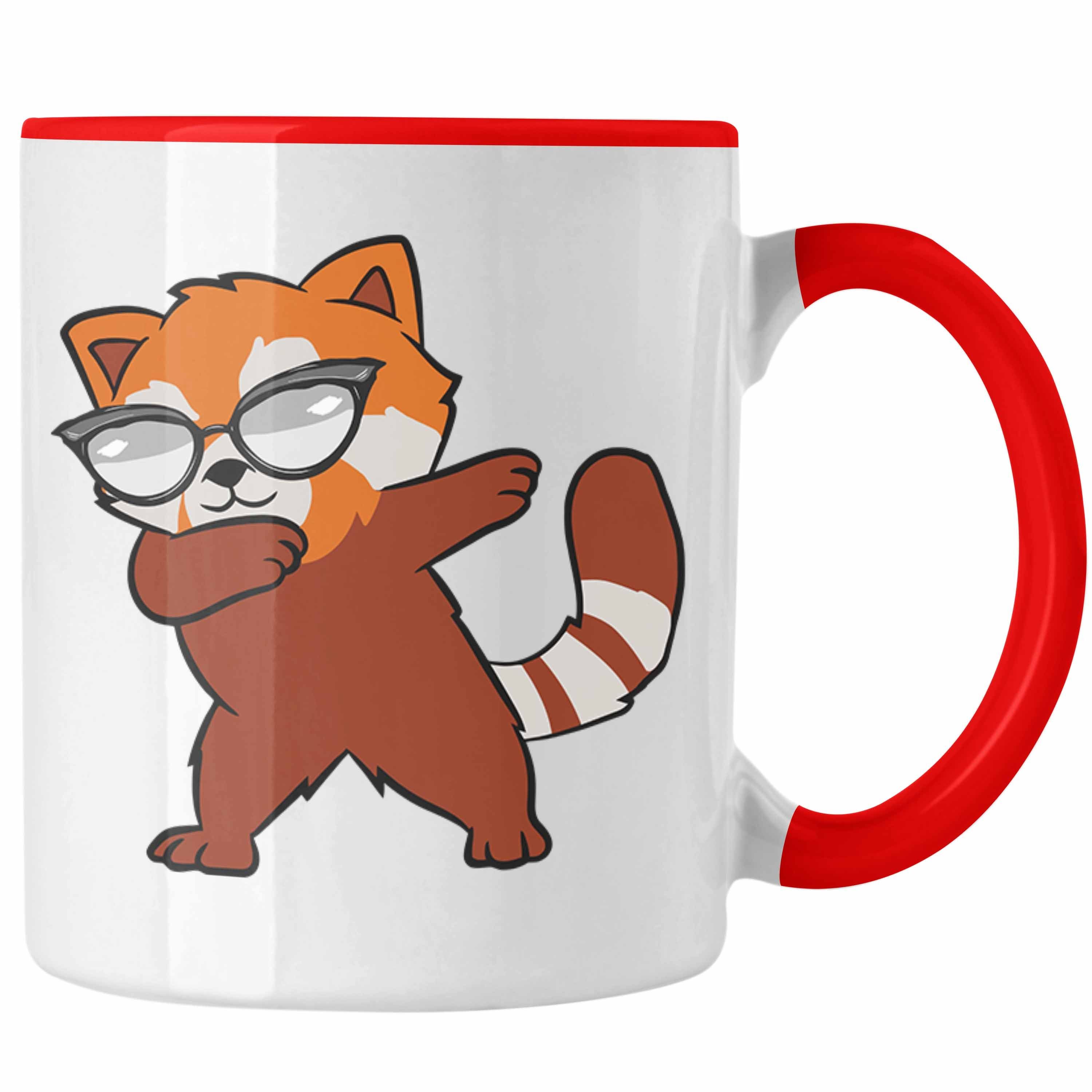 Trendation Tasse Trendation - Cooler Roter Panda Tasse Musik Kinder Geschenkidee für Jungs Mädchen Lustige Grafik Dab Dancing