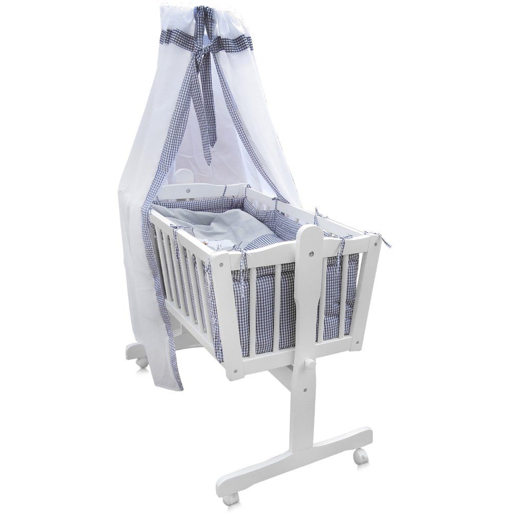 VitaliSpa® Babybett, Weiß/Grau, 100 x 54 cm mit Rollen, 1-tlg.
