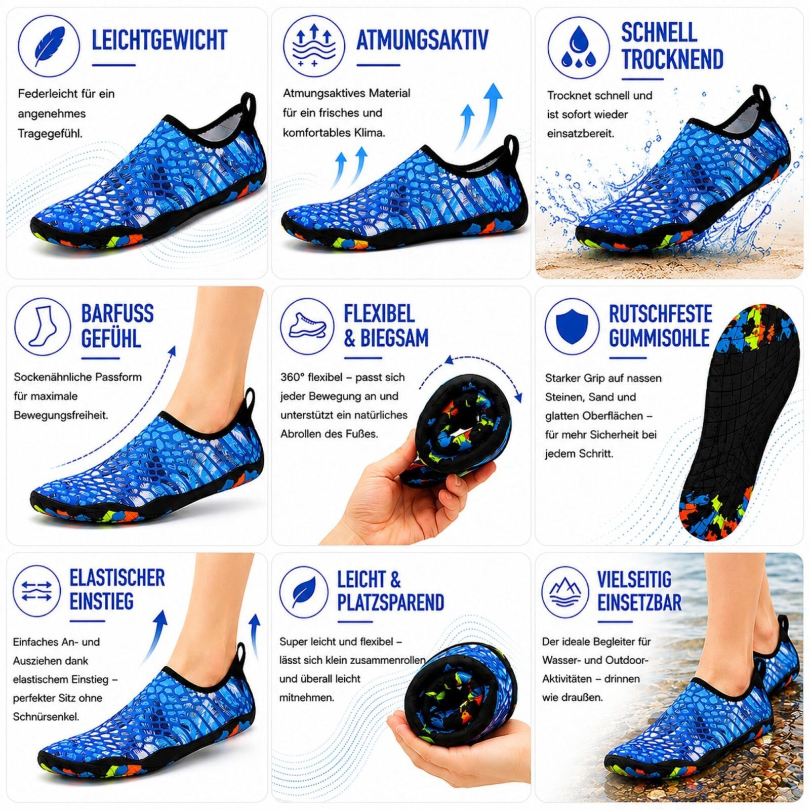 DOTALES Aqualite Barfuß-Wasserschuhe, Badeschuhe Damen & Herren Aquaschuh Minimalschuhe